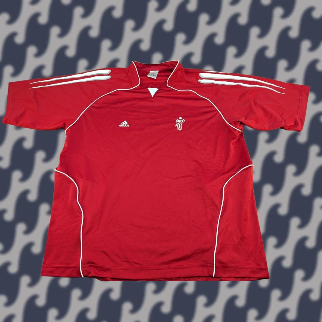 Adidas Adidas Denmark 2005 Handball Team Jersey Mens Size L Football Shirt Short Sleeve Pullover Quick Dry Red 100% Polyester Athletic Sports Jersey Mens Size US L / EU 52-54 / 3 - 1 Thumbnail
