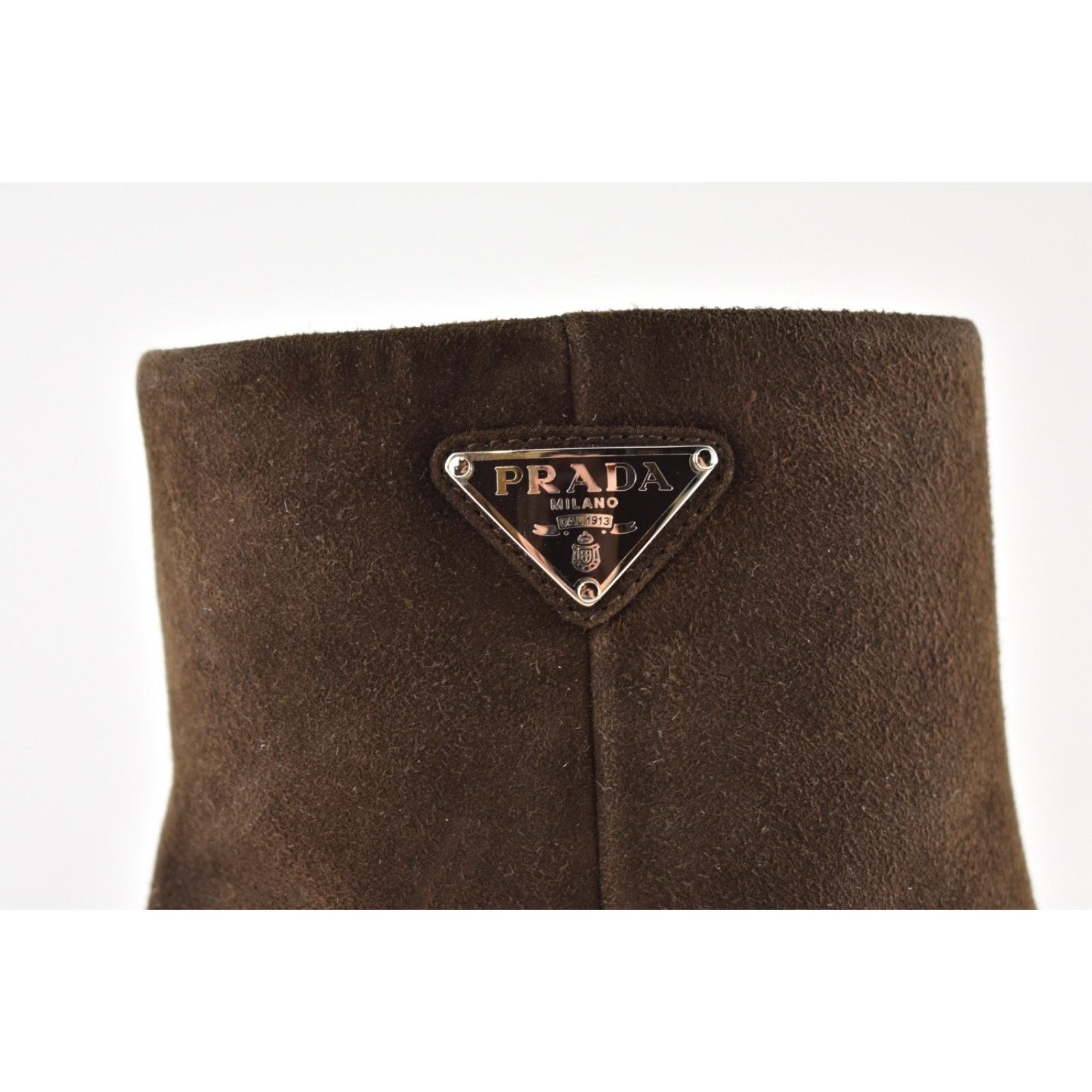 Prada Prada 55MM Moro Chocolate Brown Suede Logo Short Ankle Size US 7.5 / IT 37.5 - 6 Thumbnail