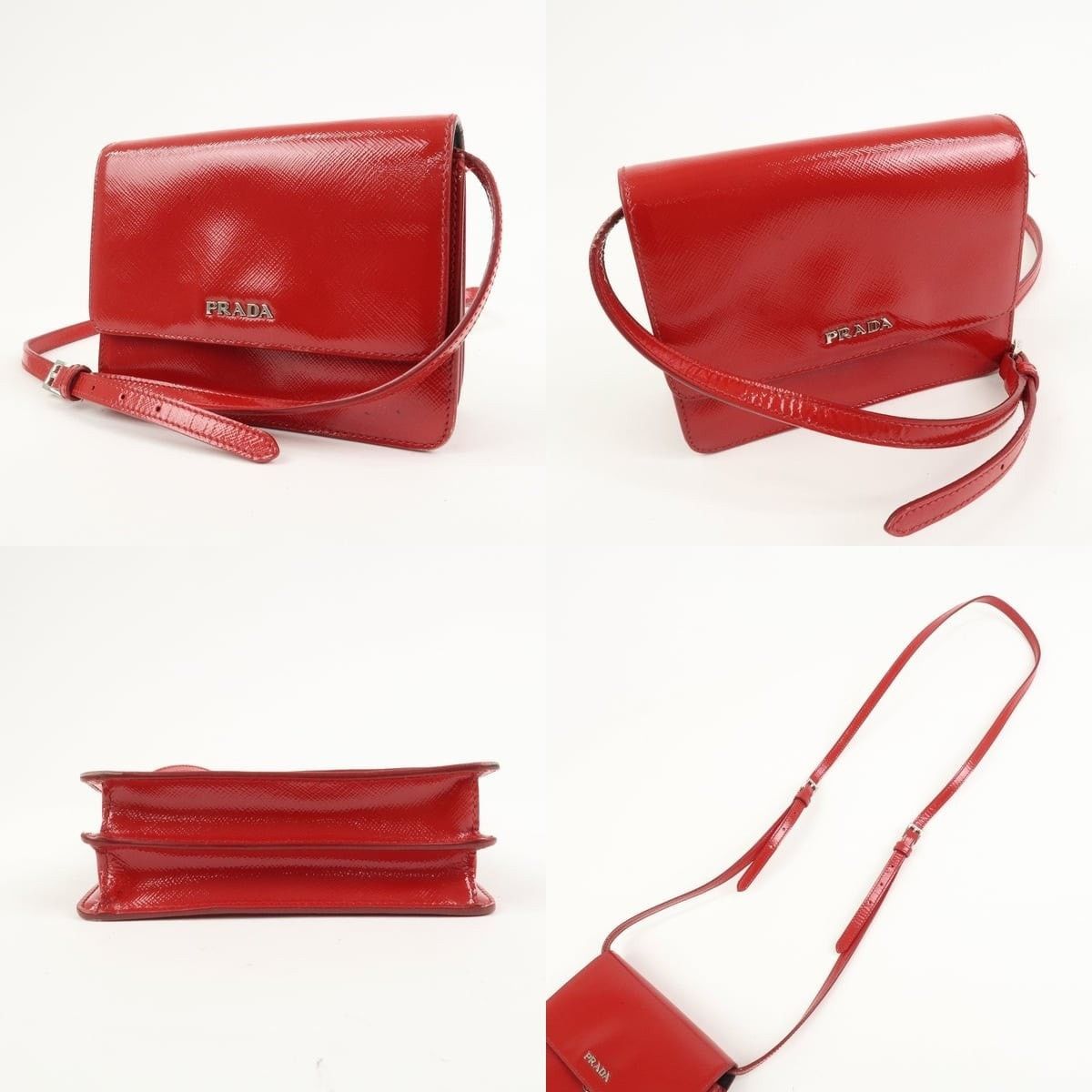 Prada Prada Saffiano Mini Shoulder Bag Red Size ONE SIZE - 3 Thumbnail