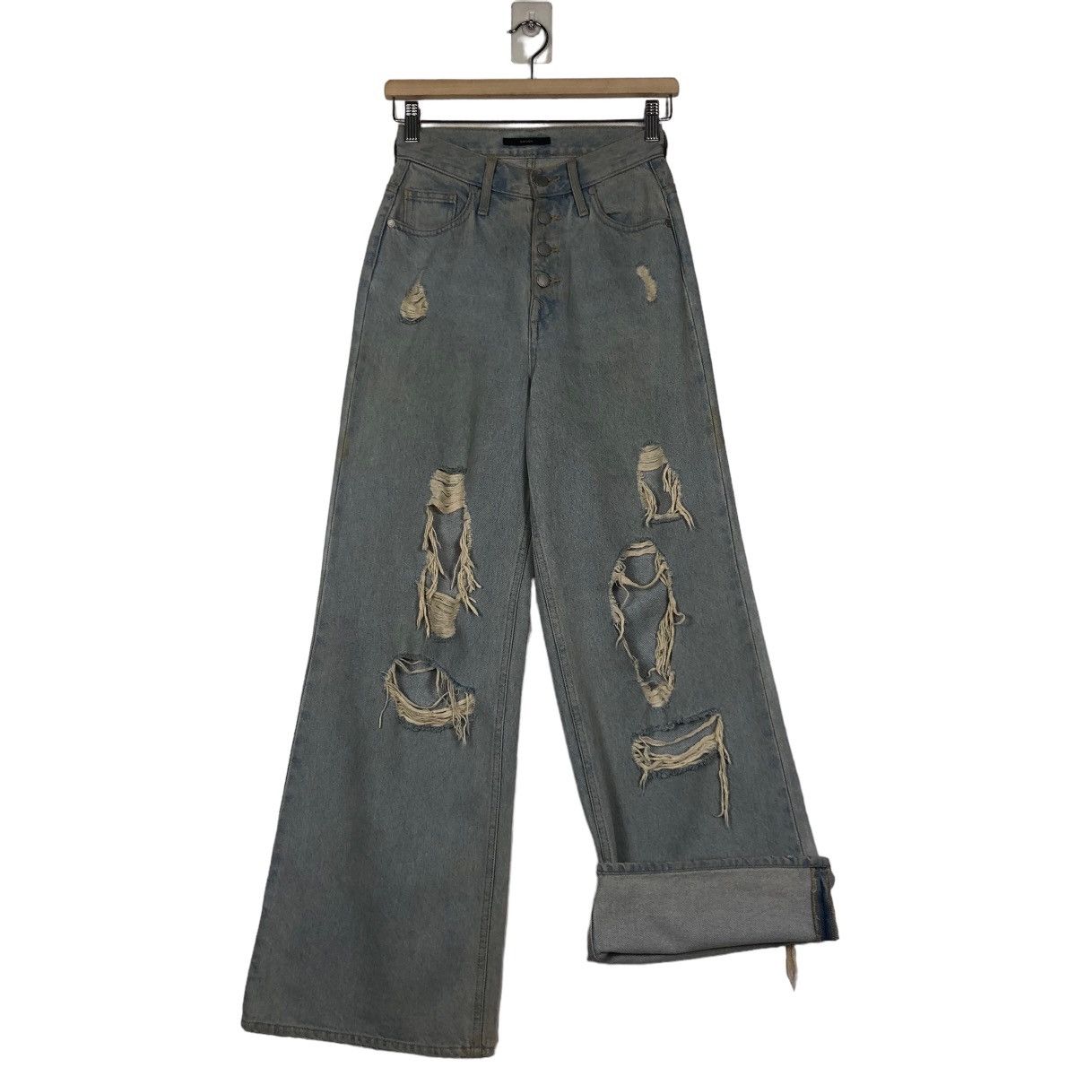 Japanese Brand DISTRESSED DENIM JEANS PUNK DESIGN EMODA JAPAN ISSEY MIYAKE Size US 26 / EU 42 - 13 Thumbnail