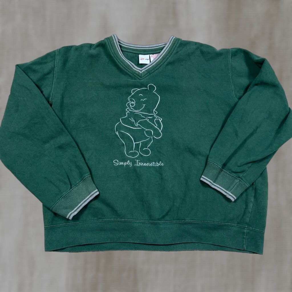 Disney VINTAGE Disney Winnie The Pooh Sweatshirt Women L Green Crewneck Pullover Sweatshirt Graphic Print Embroidered Logo Size L / US 10 / IT 46 - 1 Thumbnail