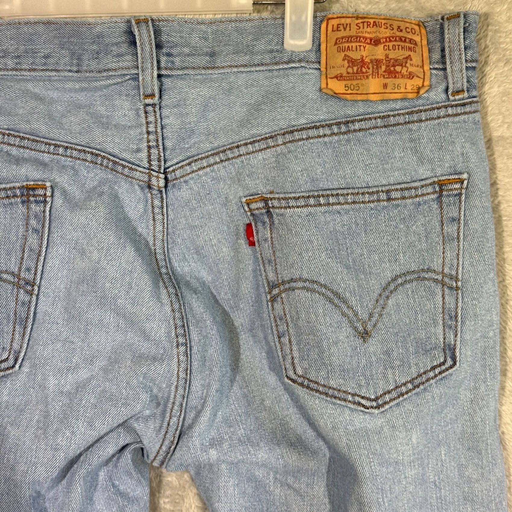 Levi's Levi’s 505 Jeans Men 36x29 Regular Fit Mid Rise Straight Light Wash Blue Denim Size US 36 / EU 52 - 7 Thumbnail