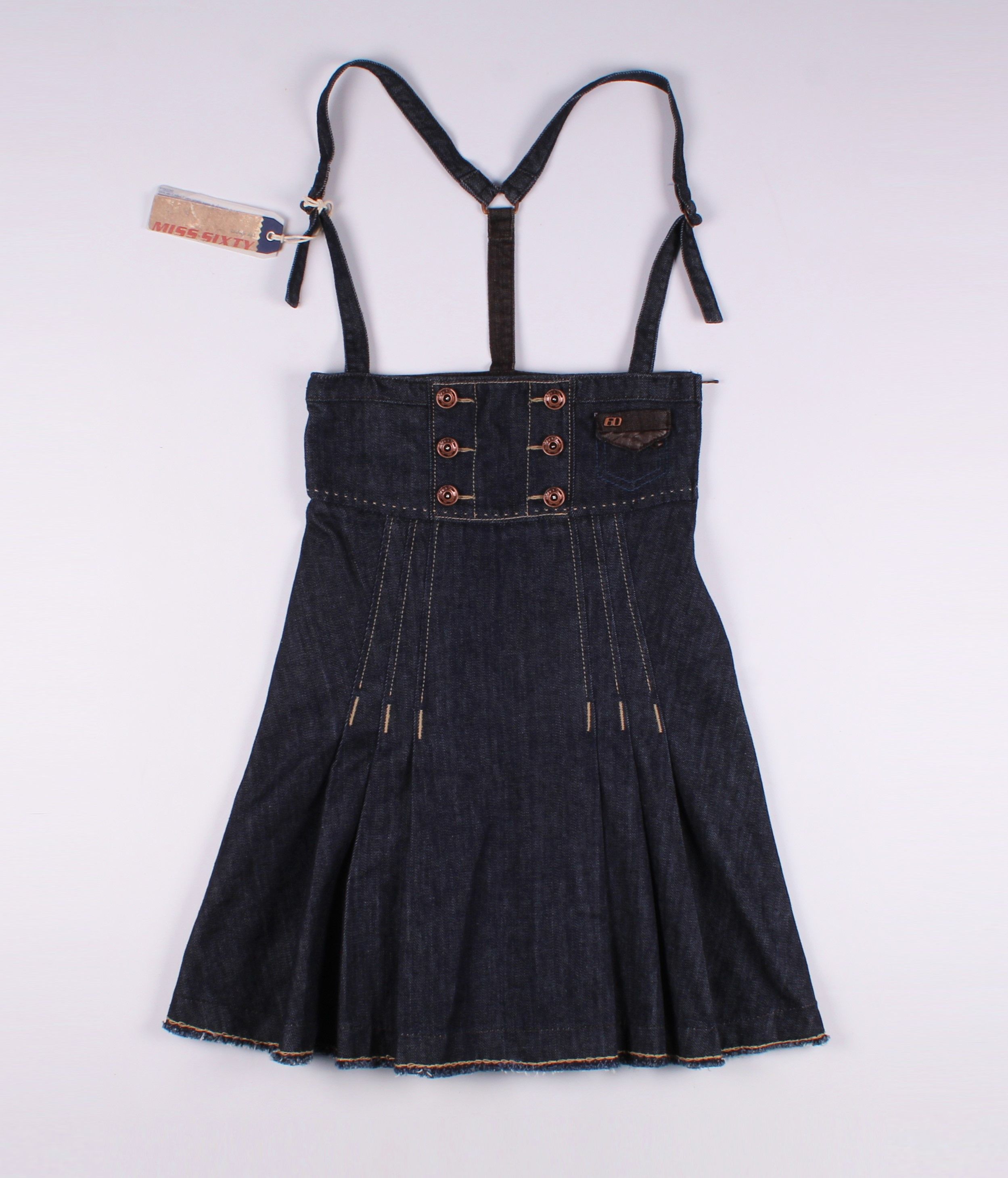 image of Miss Sixty Vintage Y2K Denim Pleated High Waisted Skirt in Blue, Women's (Size 26)