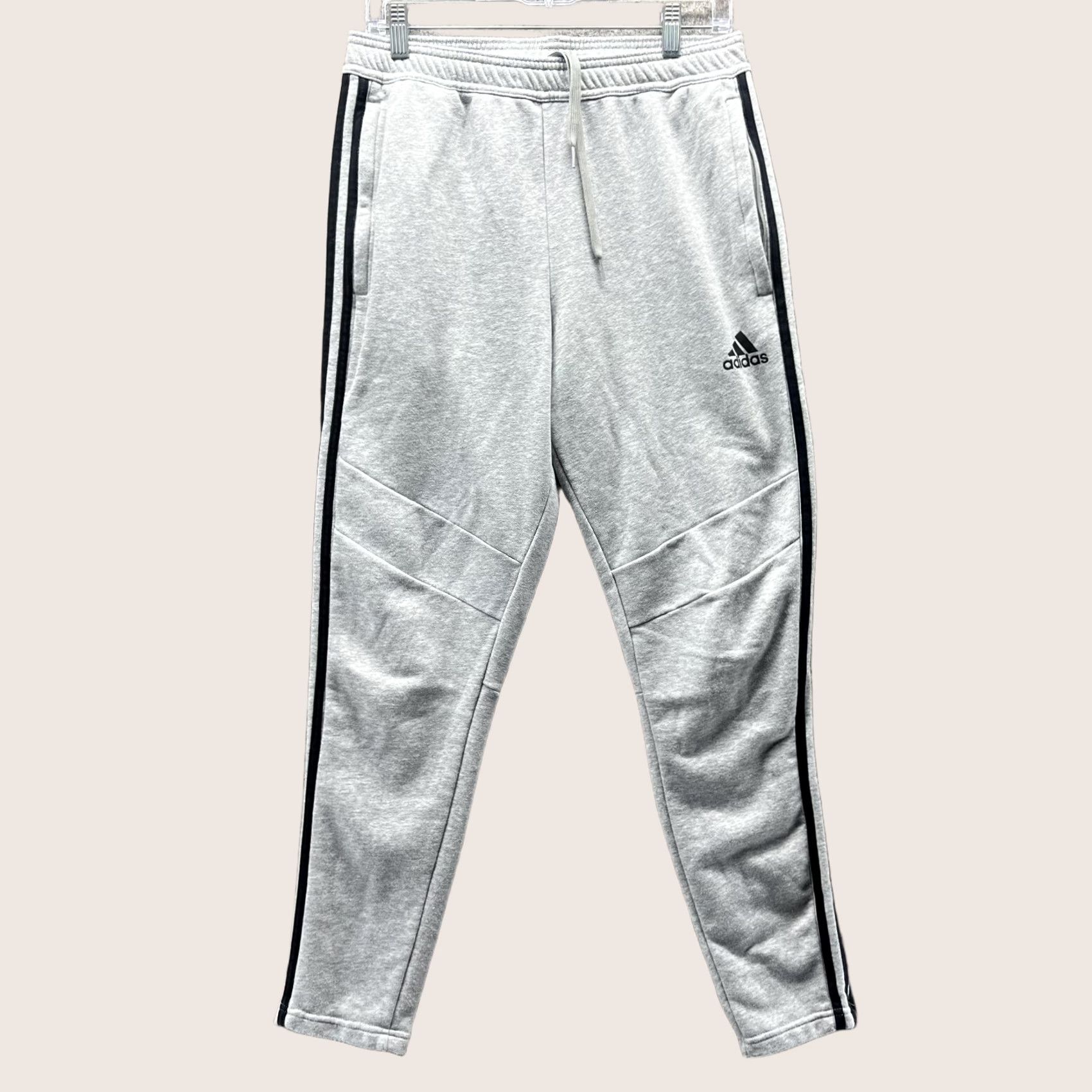 Adidas VINTAGE Adidas Sweatpants Men Medium Gray Black Athletic Training Gym Fleece Trefoil Size US 31 - 1 Thumbnail