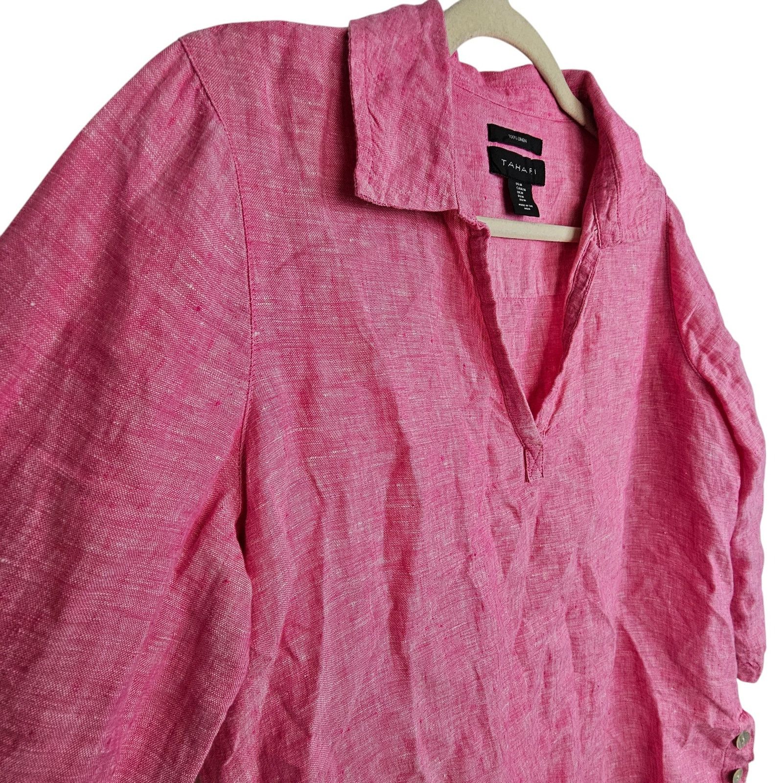 Elie Tahari Tahari Womens Linen Tunic Sz M Lagenlook Resortwear Coastal Size M / US 6-8 / IT 42-44 - 5 Thumbnail