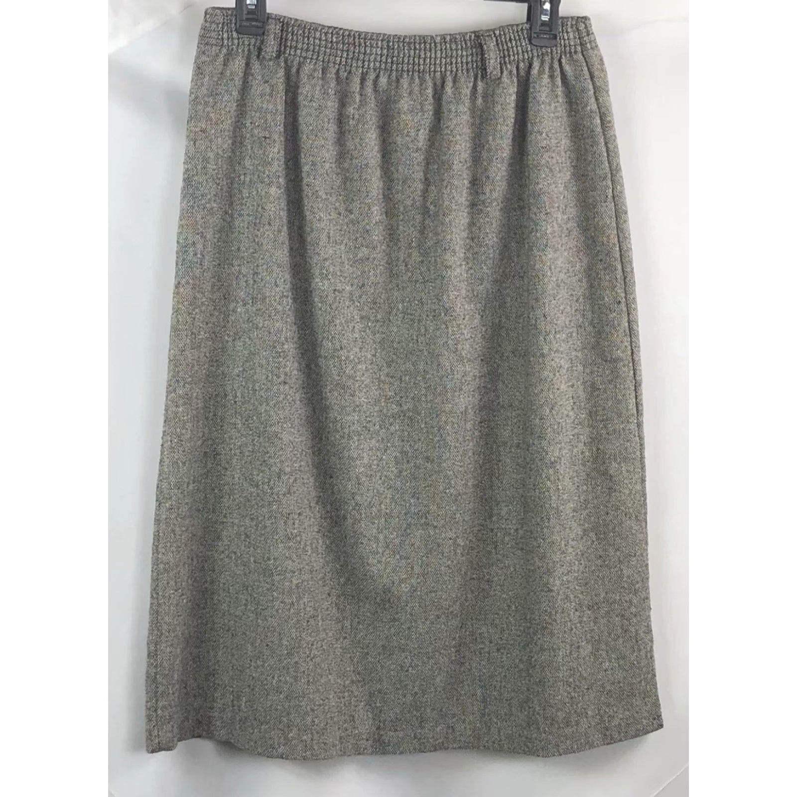 Vintage VINTAGE Armondio Skirt 13/14 Gray Tweed Knee Length Wool Blend 28"W Career Women Menus? Size 34" / US 12 / IT 48 - 2 Thumbnail