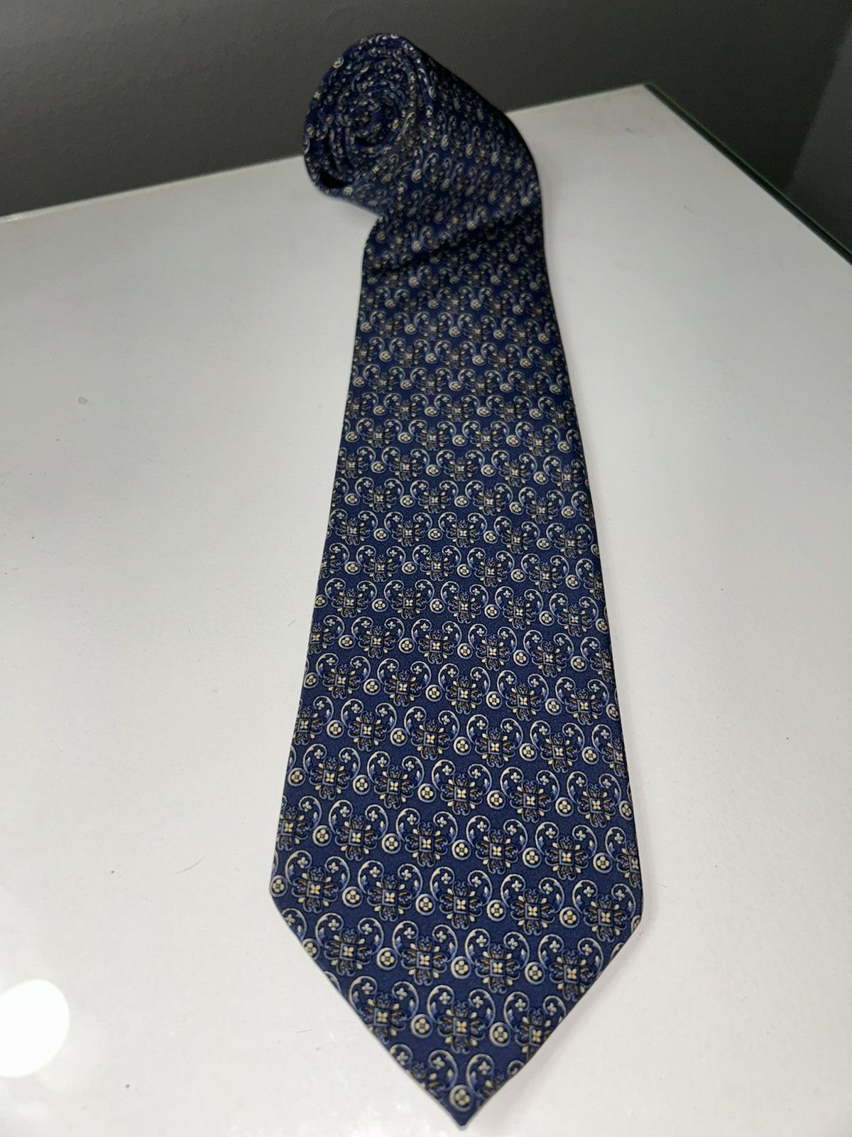 Christian Dior Monsieur Vintage Christian Dior Monsieur Blue Paisley Men's Silk Tie Size ONE SIZE - 2 Thumbnail