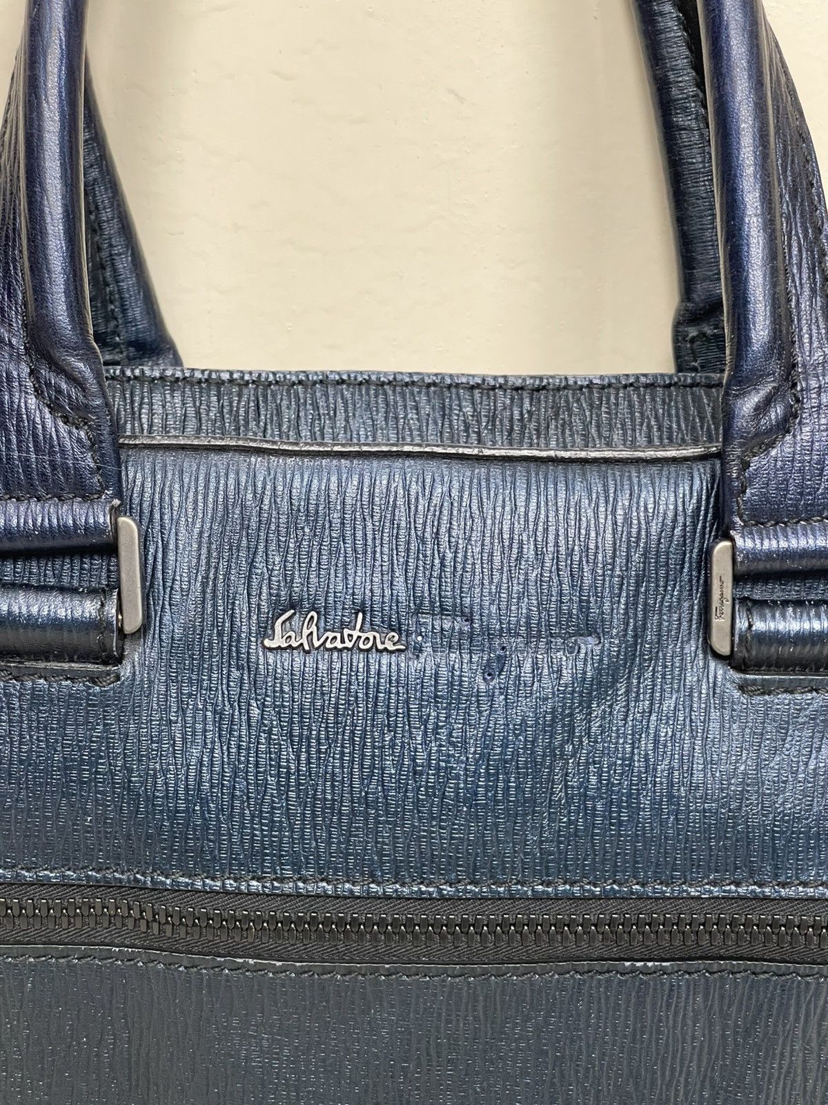 Salvatore Ferragamo Salvatore Ferragamo Blue Leather Briefcase Size ONE SIZE - 6 Thumbnail