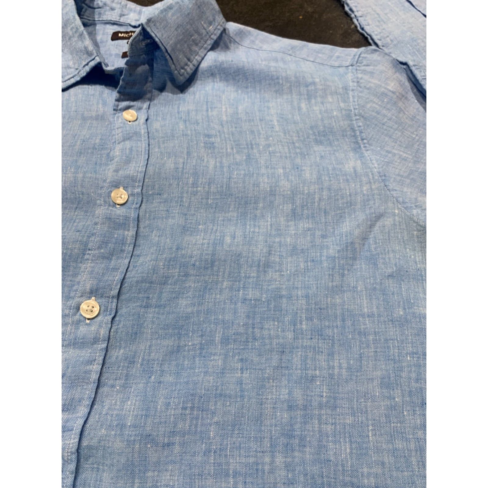 Michael Kors Michael Kors Men's Blue Linen Button-Up Shirt Long Sleeve Size M Classic Fit All Seasons Size US M / EU 48-50 / 2 - 3 Thumbnail