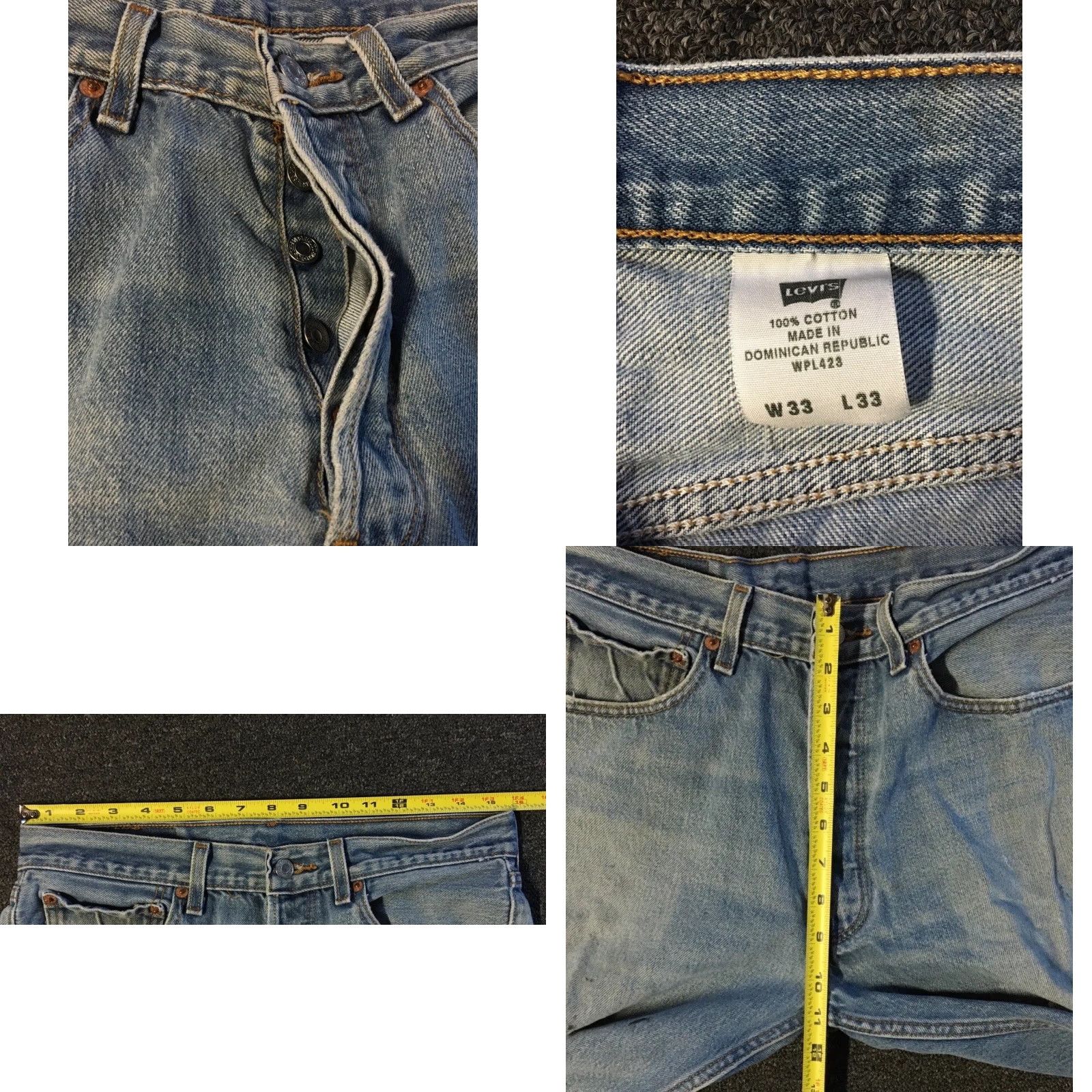 Levi's VINTAGE Levi's 501 Jeans Men 31 Blue Distressed Button Fly 30 Inseam 80s 90s Grunge Punk Western Rock Biker Denim Dad Logo Straight Fashion Size US 31 - 9 Thumbnail
