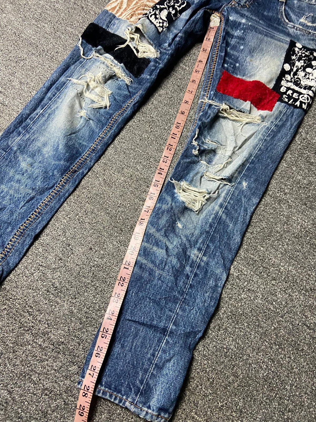 Japanese Brand RNA Slang Distressed Seditionaries Patchwork Jeans (157) Size US 28 / EU 44 - 8 Thumbnail
