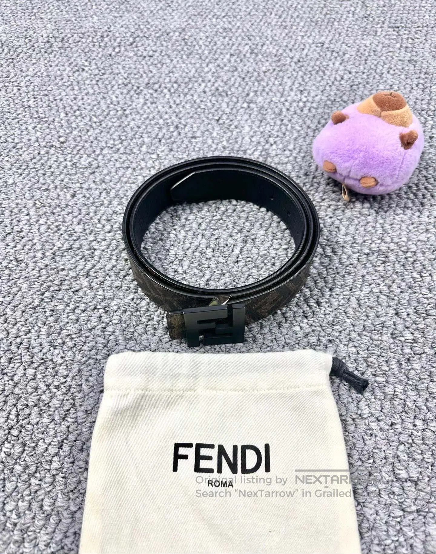 Fendi FENDI Brown Monogram All-over Printed Double F Belt| Size ONE SIZE - 1 Thumbnail