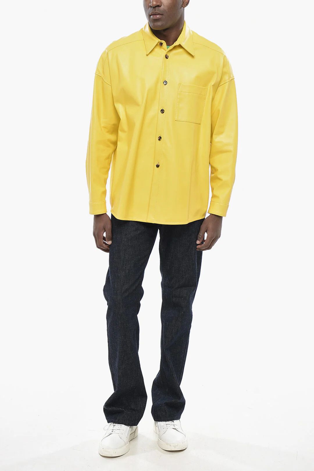Marni og1mm0326 Leather Overshirt in Yellow Size US M / EU 48-50 / 2 - 4 Thumbnail