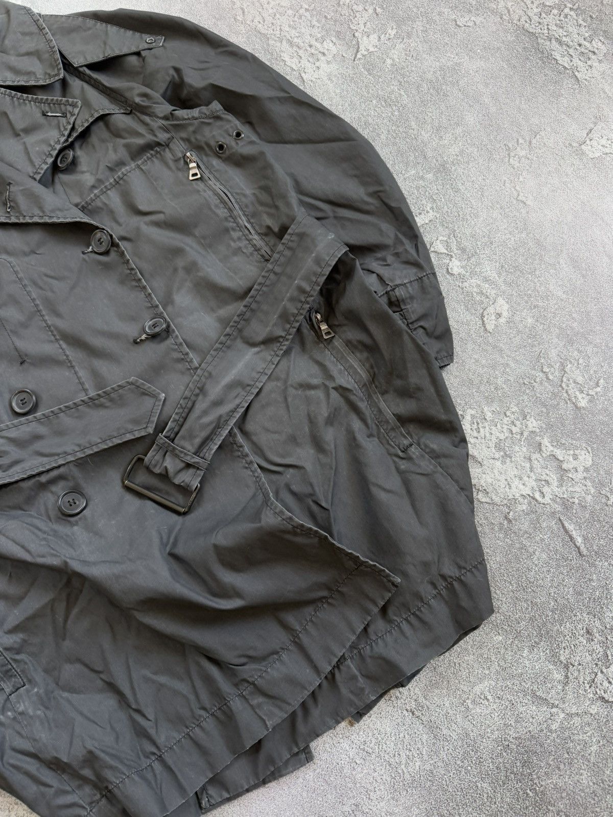 Designer × Prada × Vintage Prada 42size Wmns graphite trench coat jacket + belt vintage Size M / US 6-8 / IT 42-44 - 4 Thumbnail