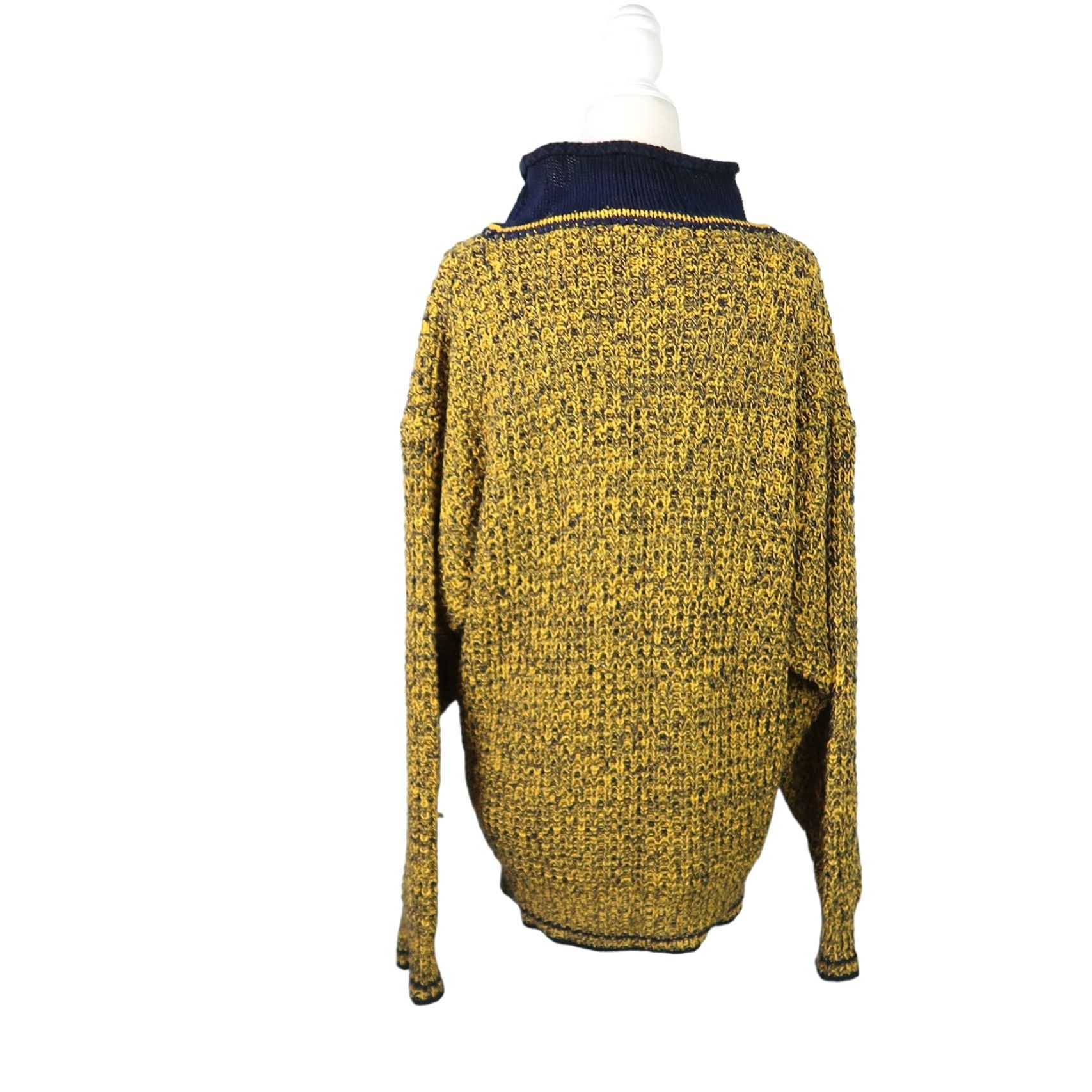 Vintage VINTAGE 90s Karen Scott Sweater Shirt Womens M Yellow Navy Marled Roll Neck Knit Pullover Long Sleeve Casual Size M / US 6-8 / IT 42-44 - 5 Thumbnail