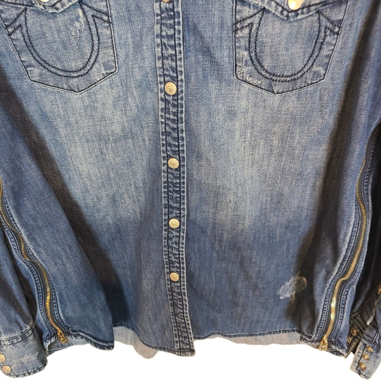 True Religion True Religion Denim Shirt Women XS Snap Western Cowgirl Size XS / US 0-2 / IT 36-38 - 3 Thumbnail