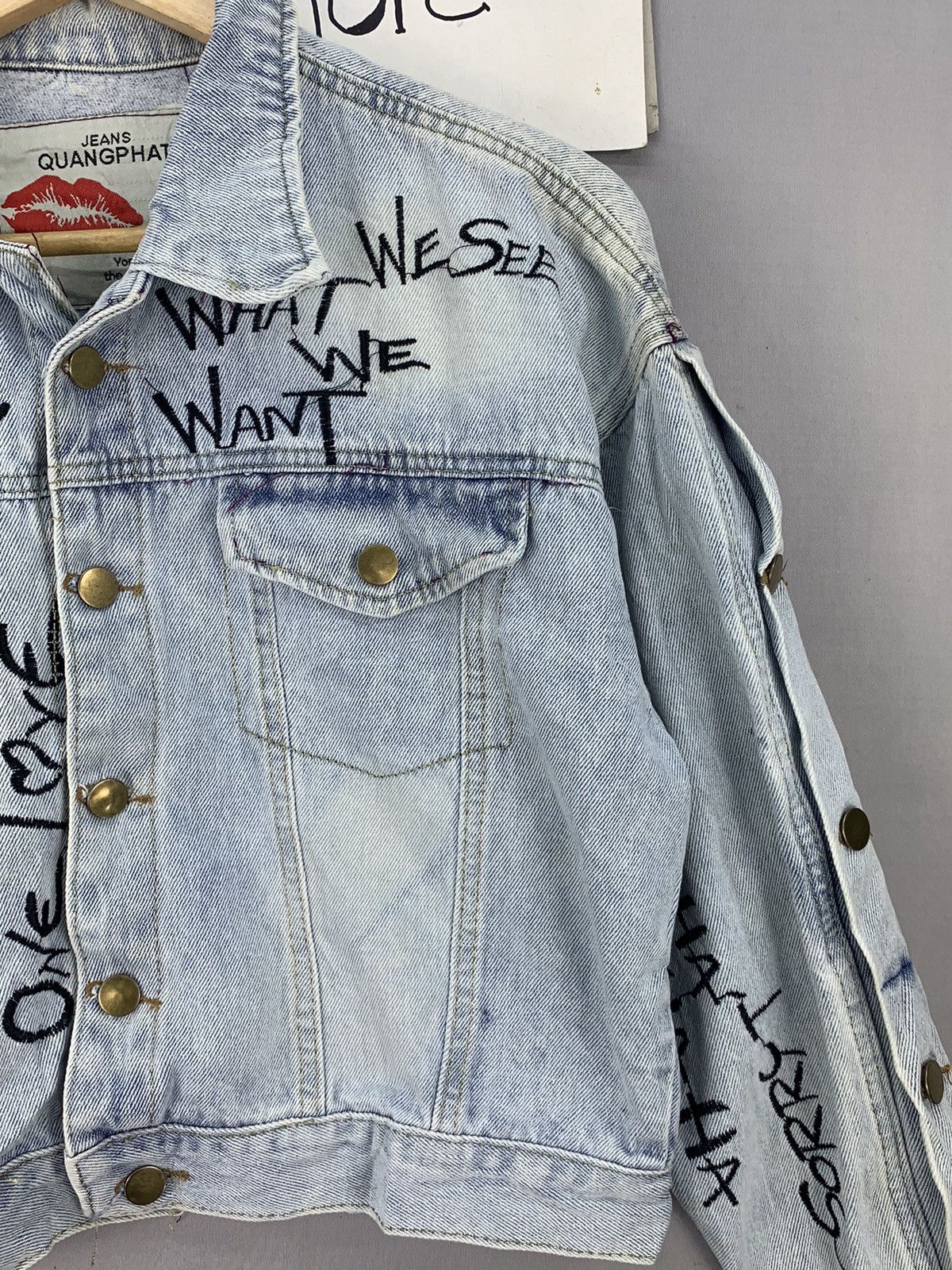Other Punk Style Denim Crop Top Jacket Size L / US 10 / IT 46 - 6 Thumbnail