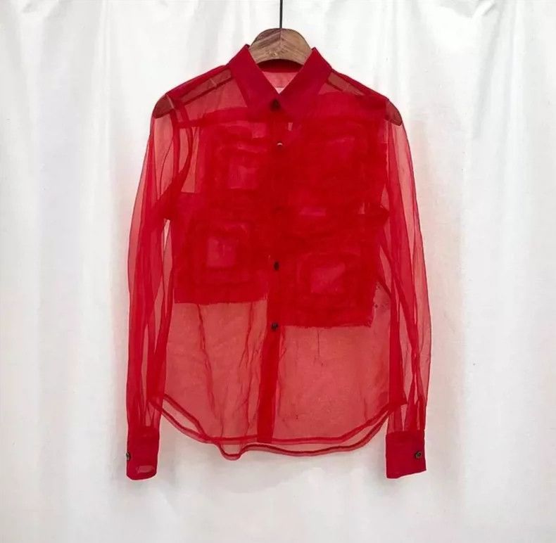 Comme des Garcons Comme des Garcons Red perspective ruffled shirt Size XS / US 0-2 / IT 36-38 - 1 Thumbnail