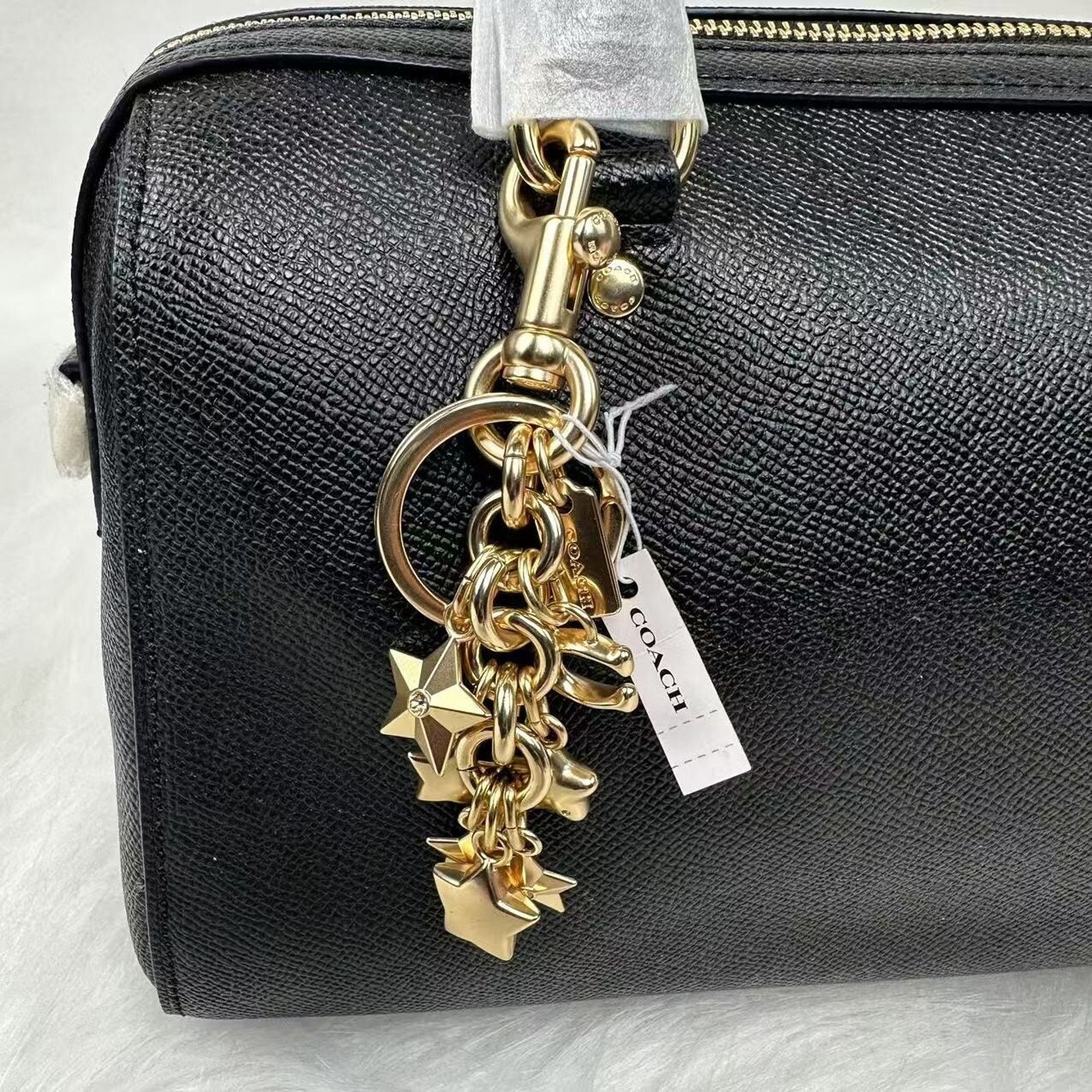 Coach Star Cluster Bag Charm With Key Ring In Gold CW490 NWT