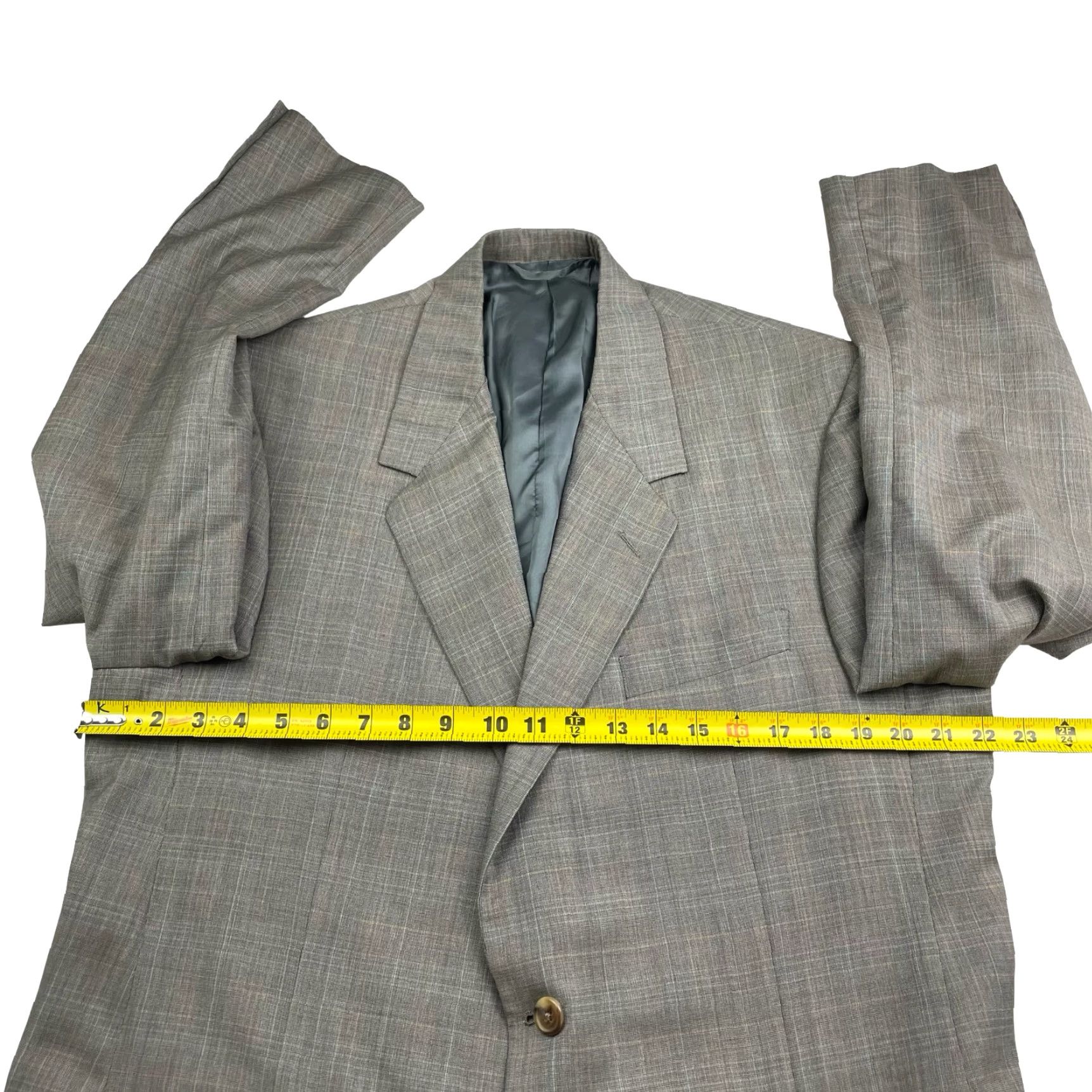 Vintage Hickey Freeman x Maus Hoffman Men’s Blazer 44 Long Wool Plaid Beige Gray 2-Button Single-Breasted Notch Lapel Vintage: No Mens Size 44R - 7 Thumbnail