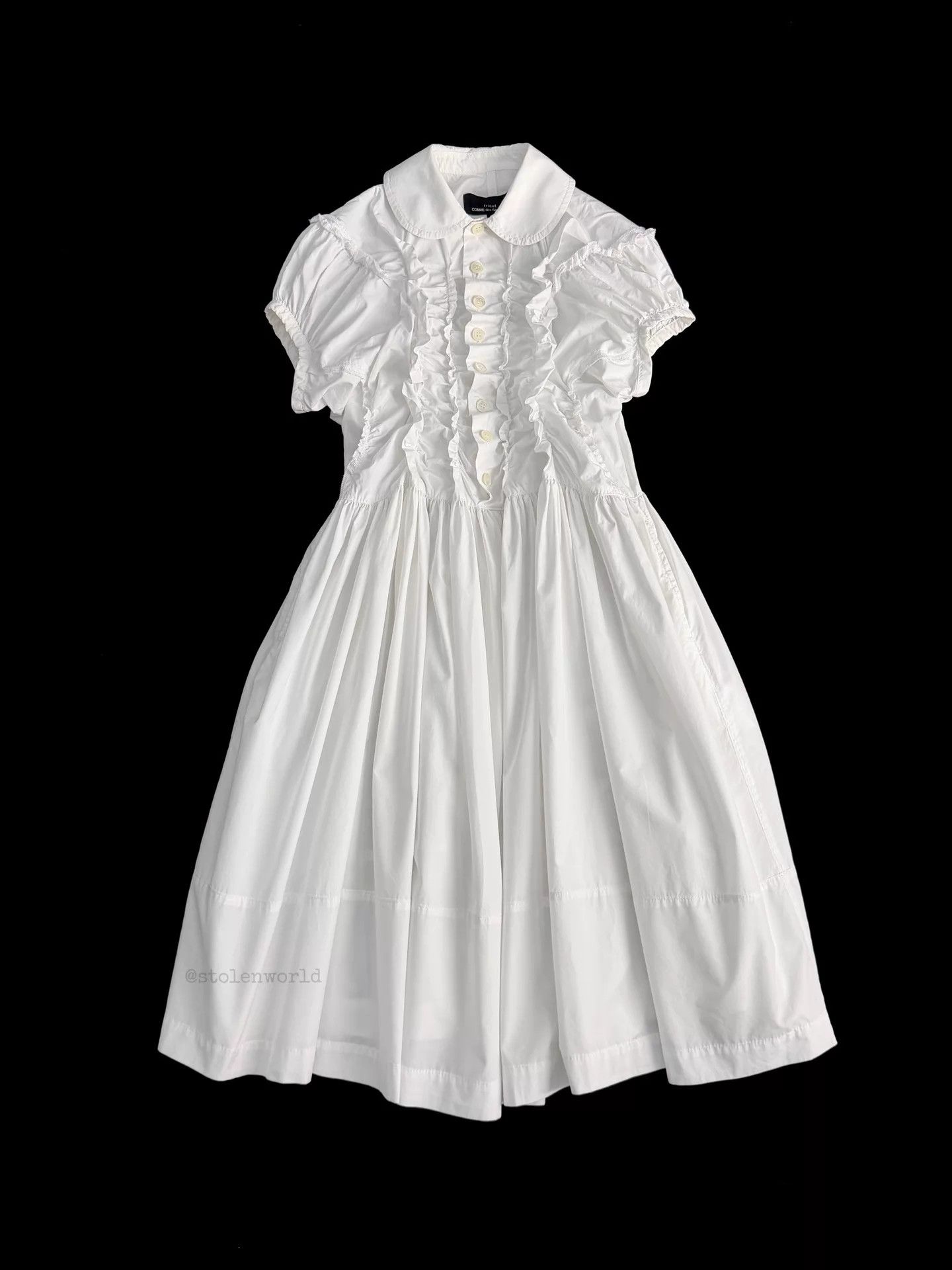 Comme des Garcons Comme des Garçons White Pleated Ruffled Tricot Dress S Size S / US 4 / IT 40 - 1 Thumbnail