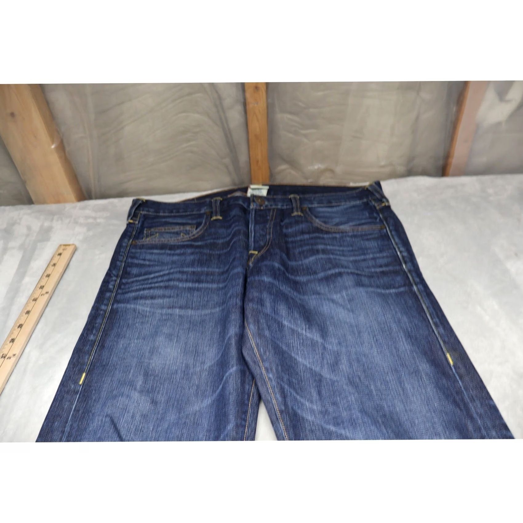 True Religion True Religion Bobby Jeans Men 34x32 Dark Denim Straight Whisker Fade USA Shirt? Size US 34 / EU 50 - 3 Thumbnail