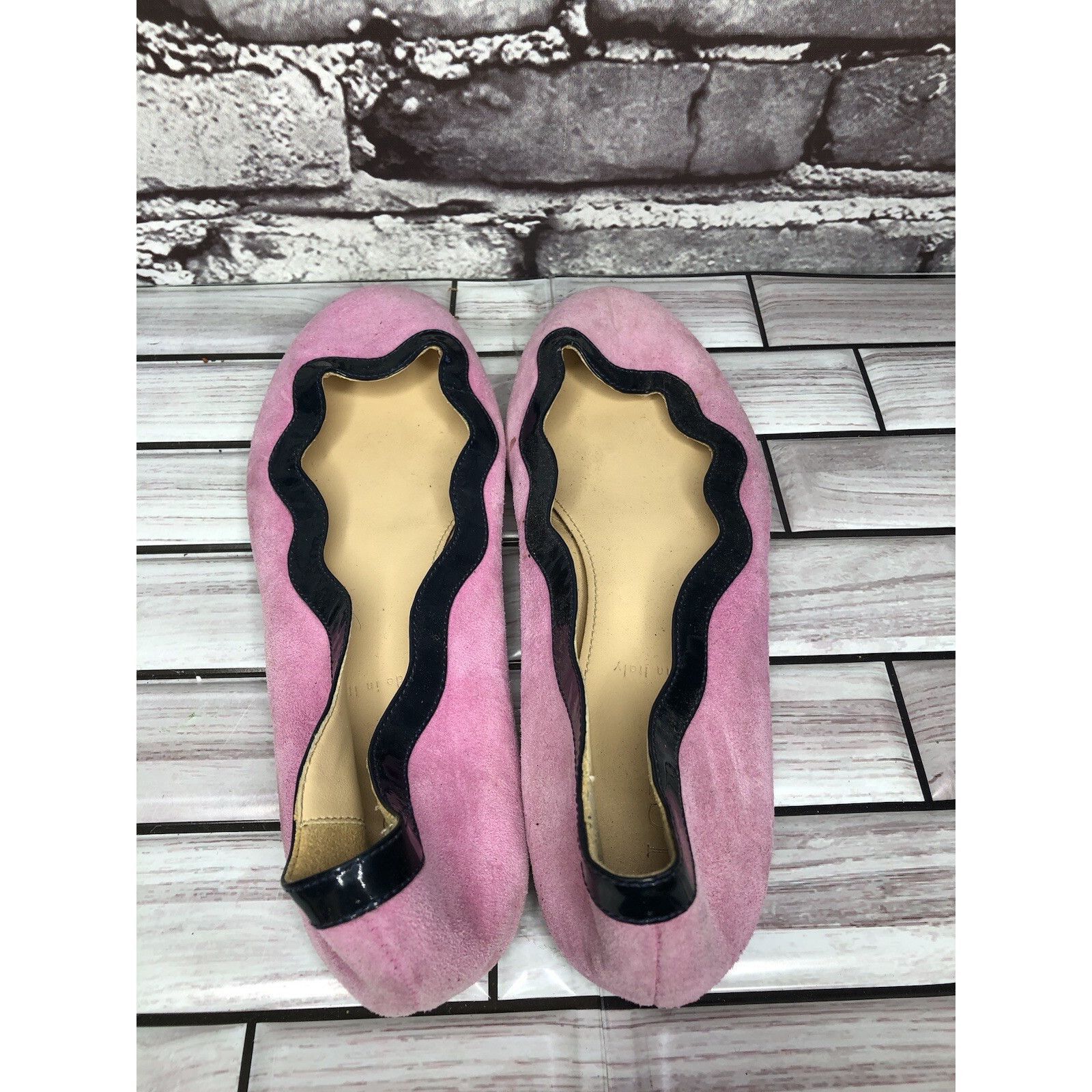 J.Crew J.CREW Pink Suede Leather Blue Scalloped Ballet Flats Shoes Size US 5 / IT 35 - 8 Thumbnail