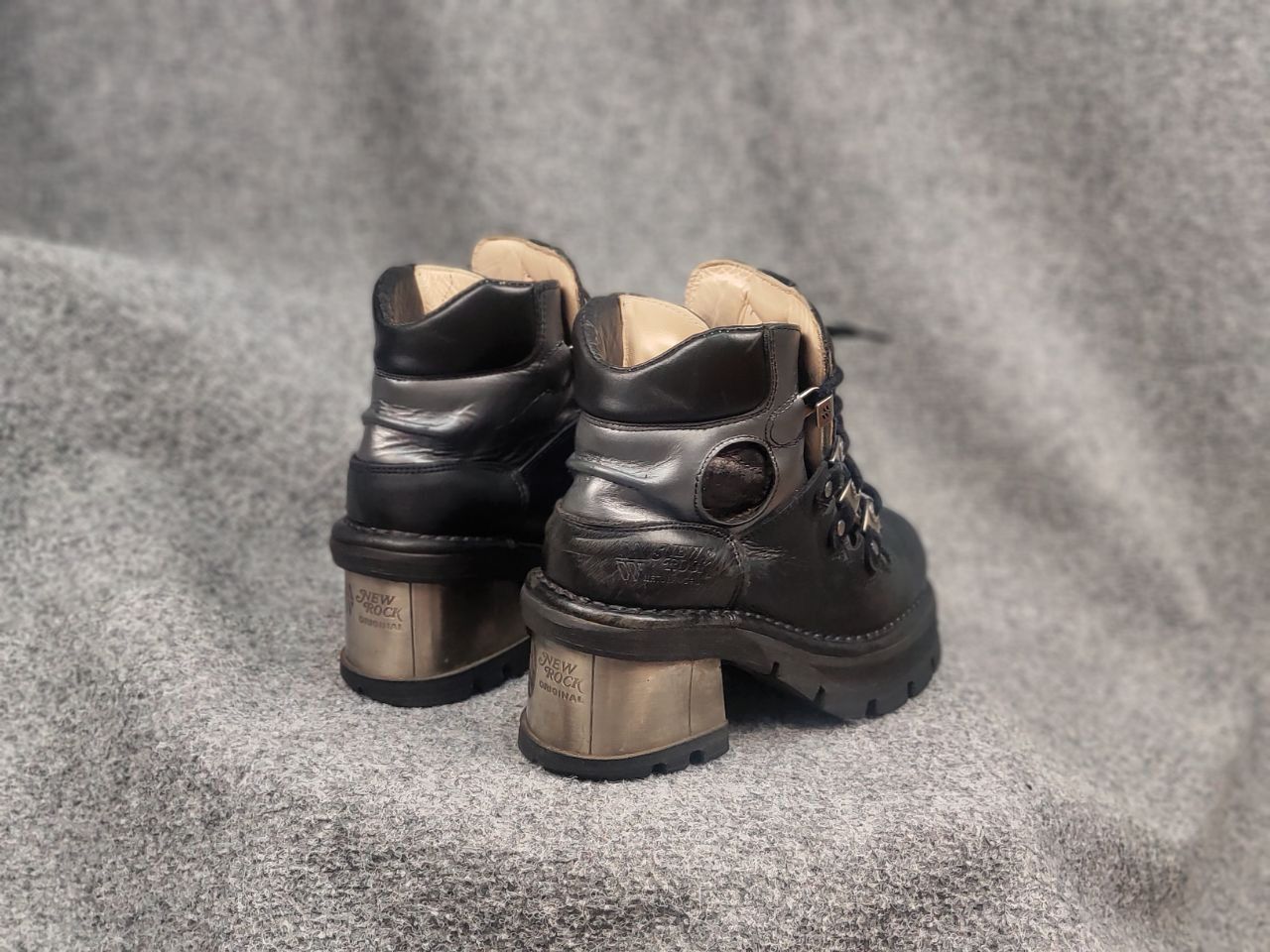 New Rock New Rock Black Leather metallic heel with hole lace Boots Size US 10 / IT 40 - 13 Thumbnail