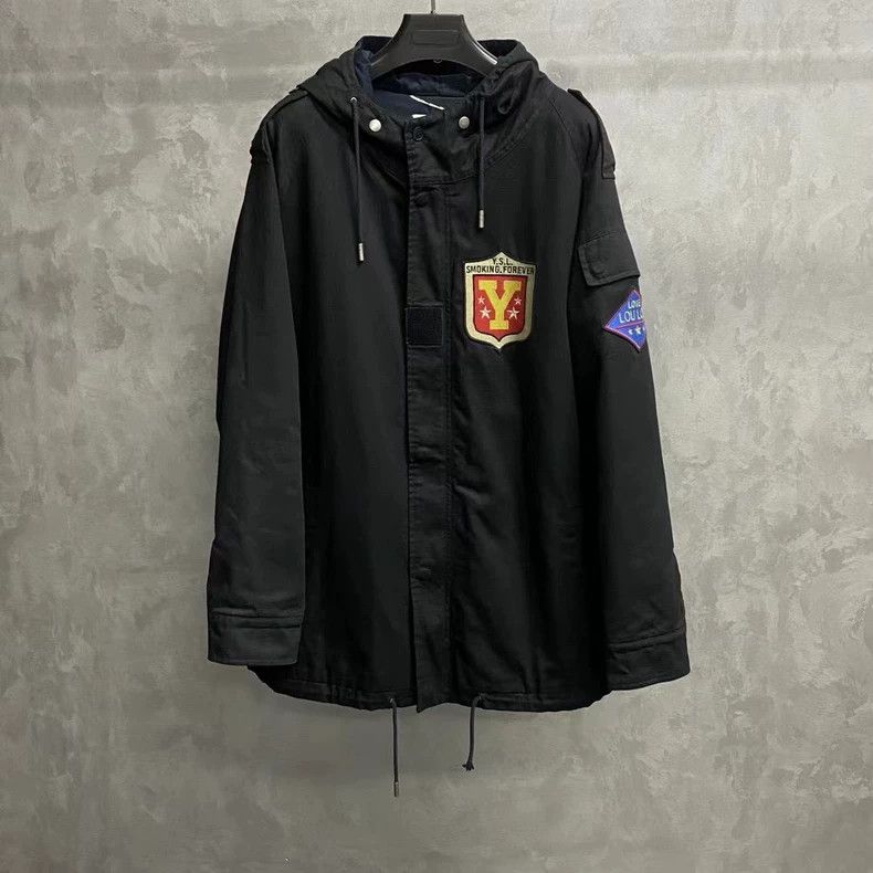 Saint Laurent Paris Saint Laurent's latest black patch printed logo parka coat Size US L / EU 52-54 / 3 - 1 Thumbnail