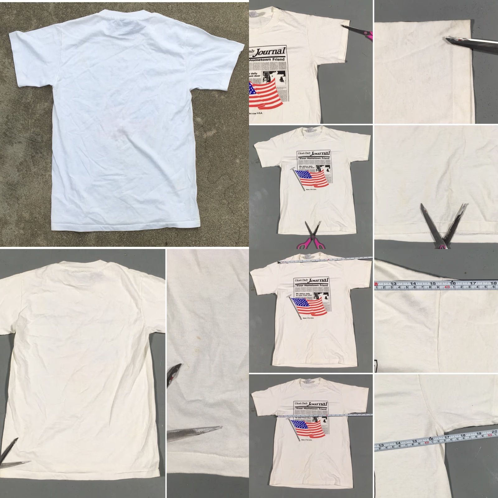 Hanes VINTAGE Hanes T-Shirt Graphic Tee White Short Sleeve S Made In USA American Flag Mens Size US S / EU 44-46 / 1 - 8 Thumbnail