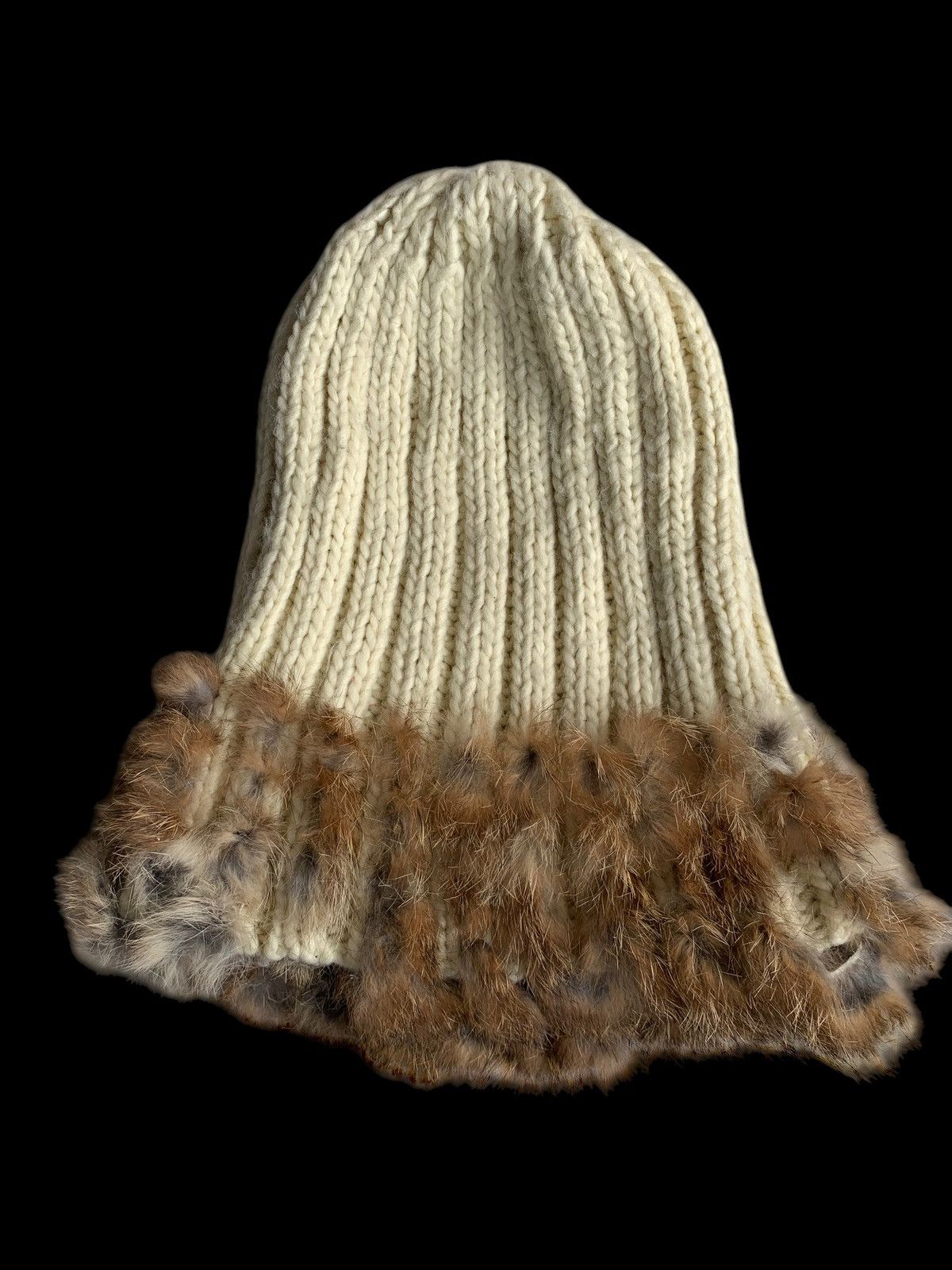 Kapital × Vintage Knitted Crochet Fur punk style Long Beanie Hats☠️🎌 Size ONE SIZE - 5 Thumbnail