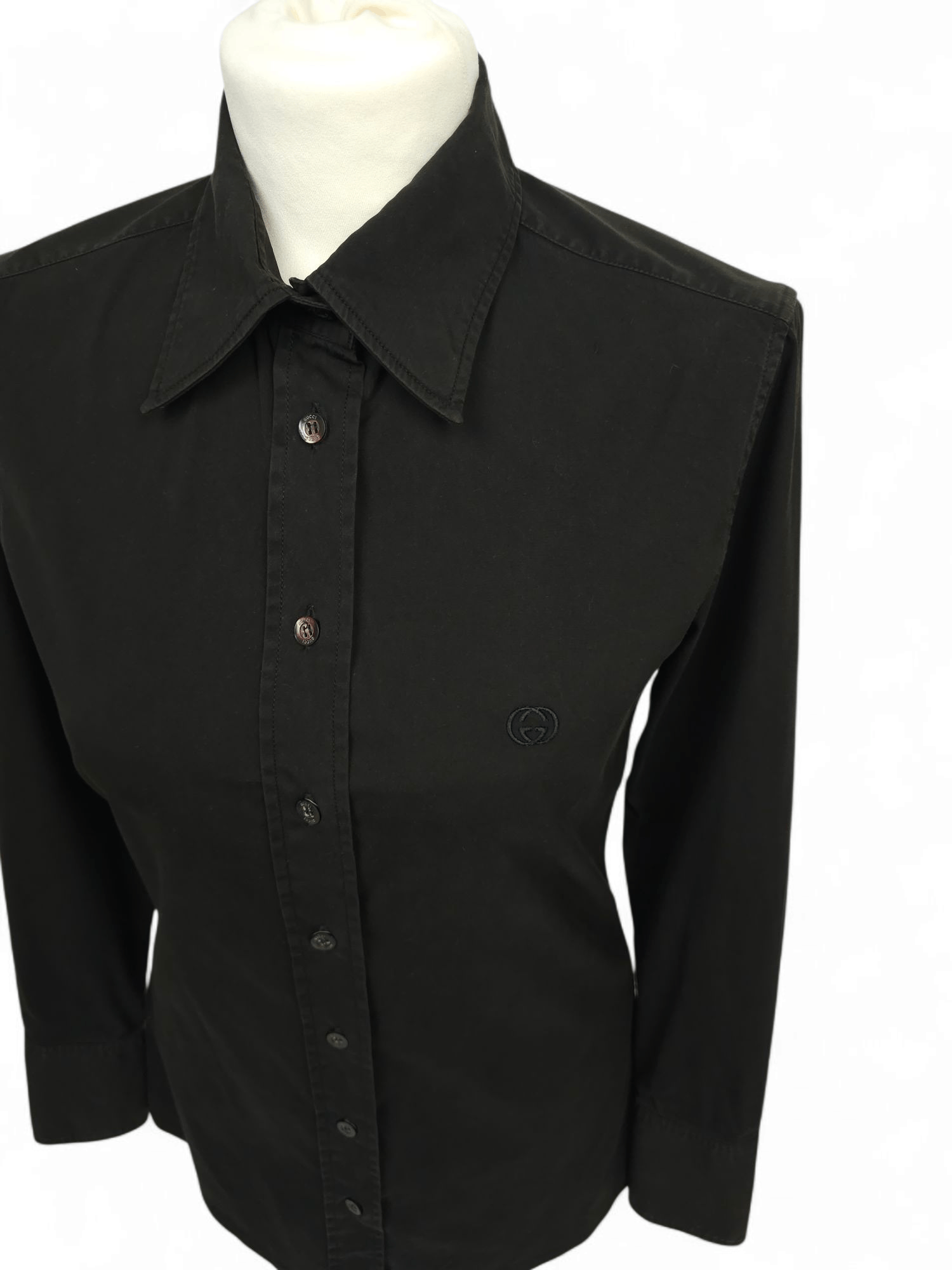 Designer 💎 Gucci Dark Brown Fitted Button Up Shirt Size M Size M / US 6-8 / IT 42-44 - 2 Thumbnail