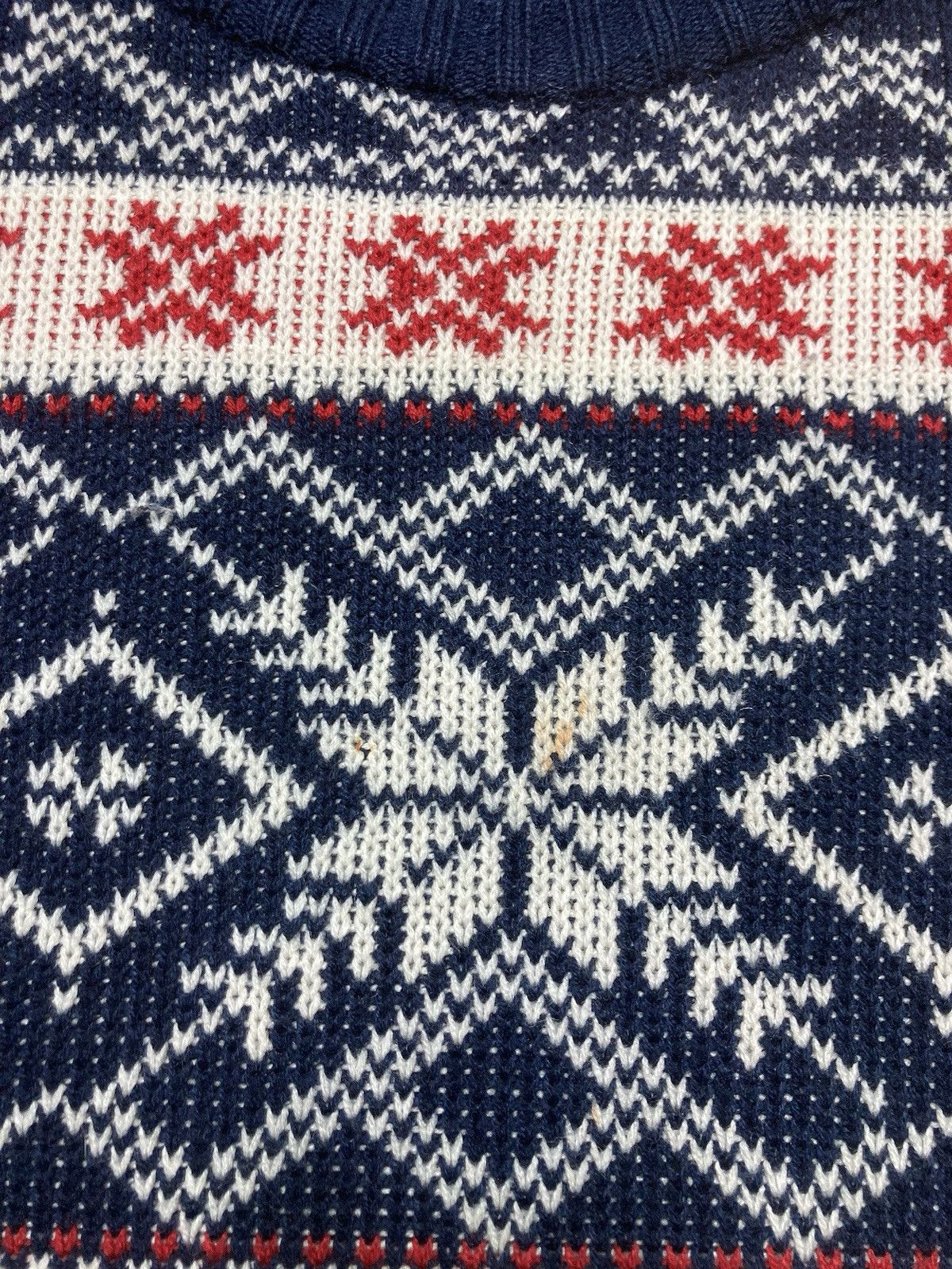 Vintage acrylic knit sweater snowflake Birds Eye fair isle Nordic XL Size US XL / EU 56 / 4 - 4 Thumbnail