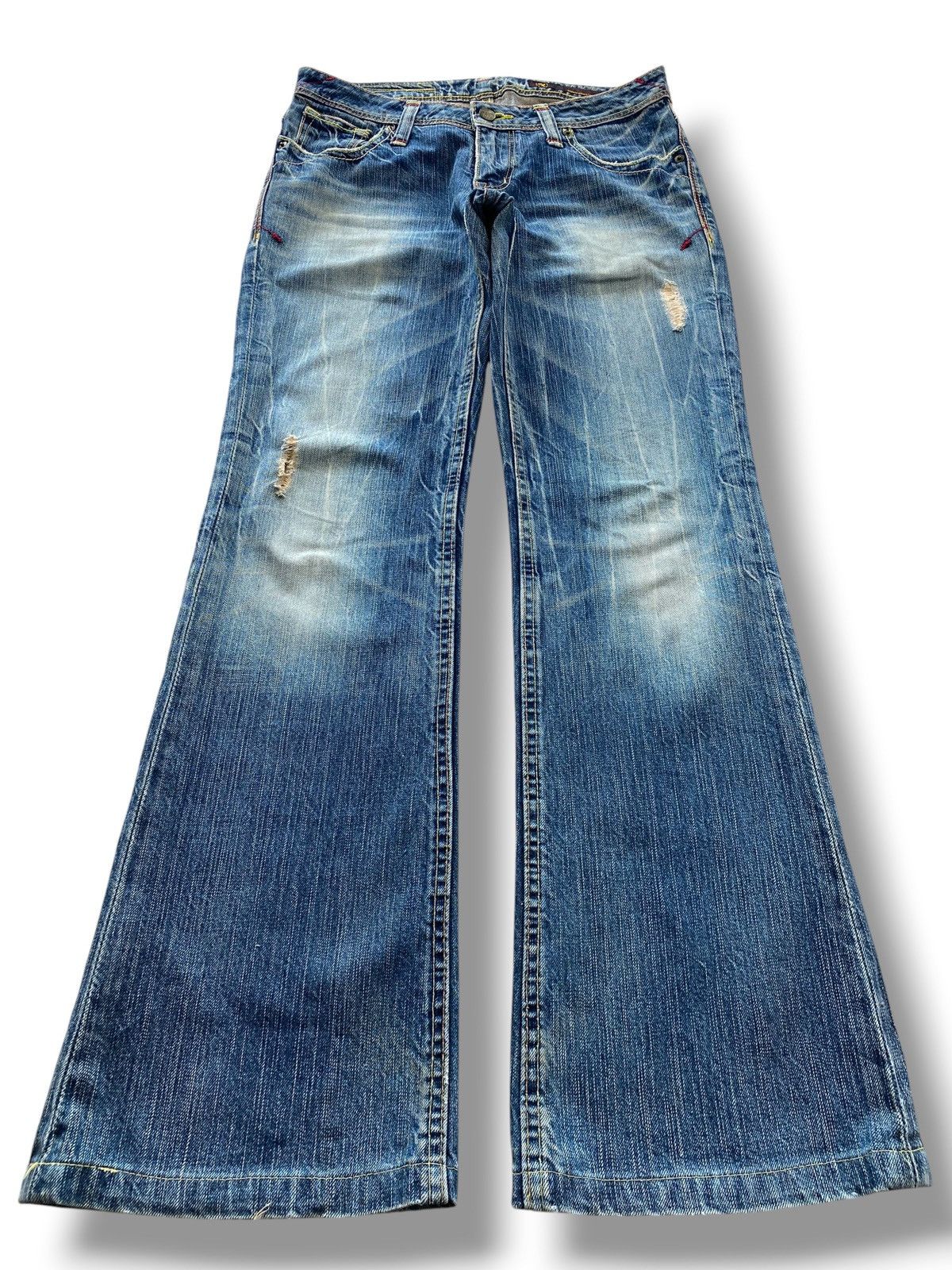Japanese Brand Brappers Faded Wash Whiskered Style Straight Leg Jeans Size US 30 / EU 46 - 1 Thumbnail