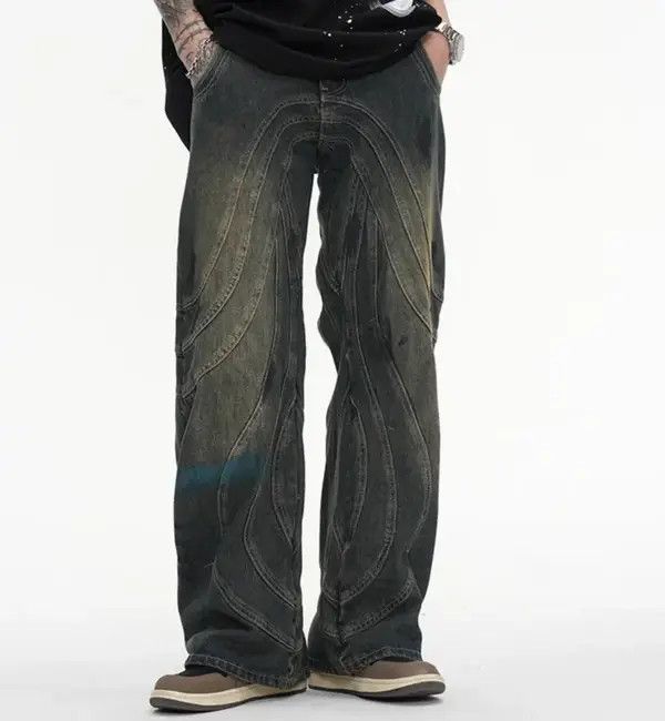 Jean Akahori x Maeda Y2K Dirty Grunge Hip Hop Baggy Jeans Size US 36 / EU 52 - 2 Thumbnail