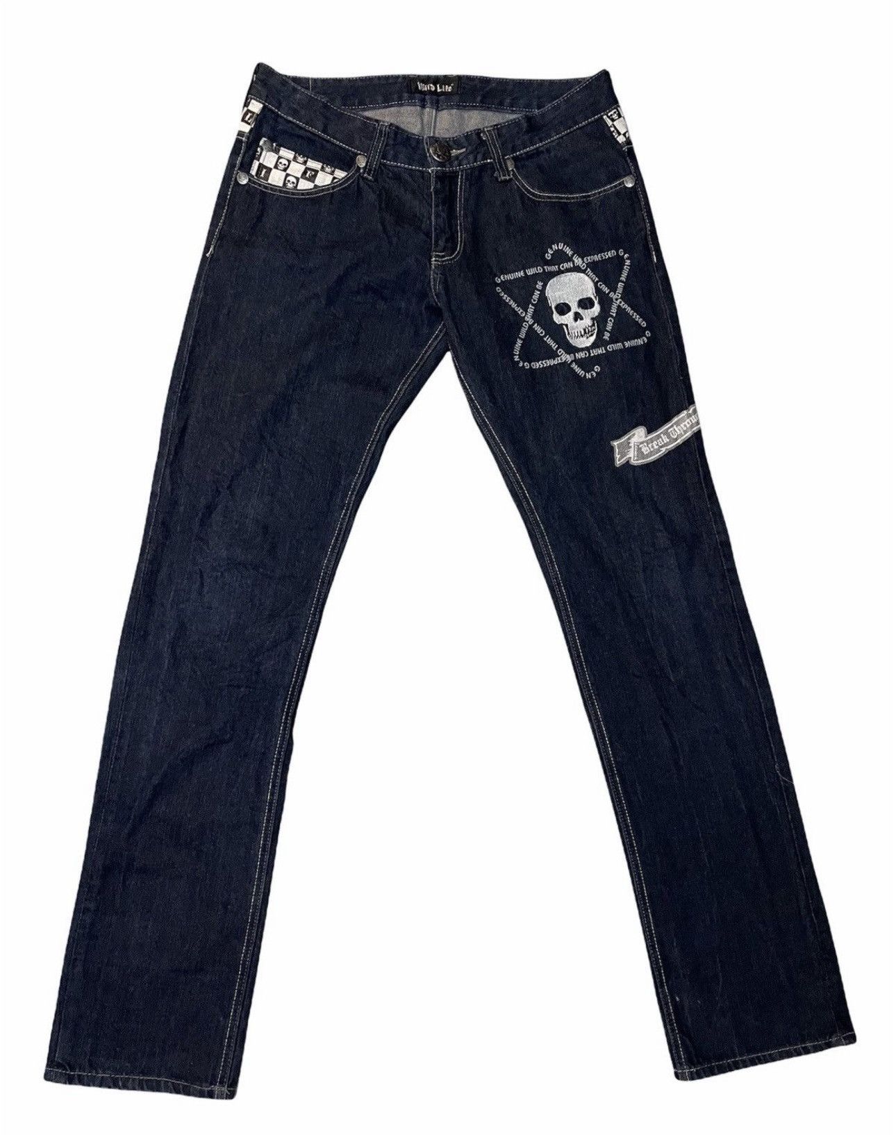 Japanese Brand Mild life skull jeans punk rock n roll Size US 33 - 2 Thumbnail