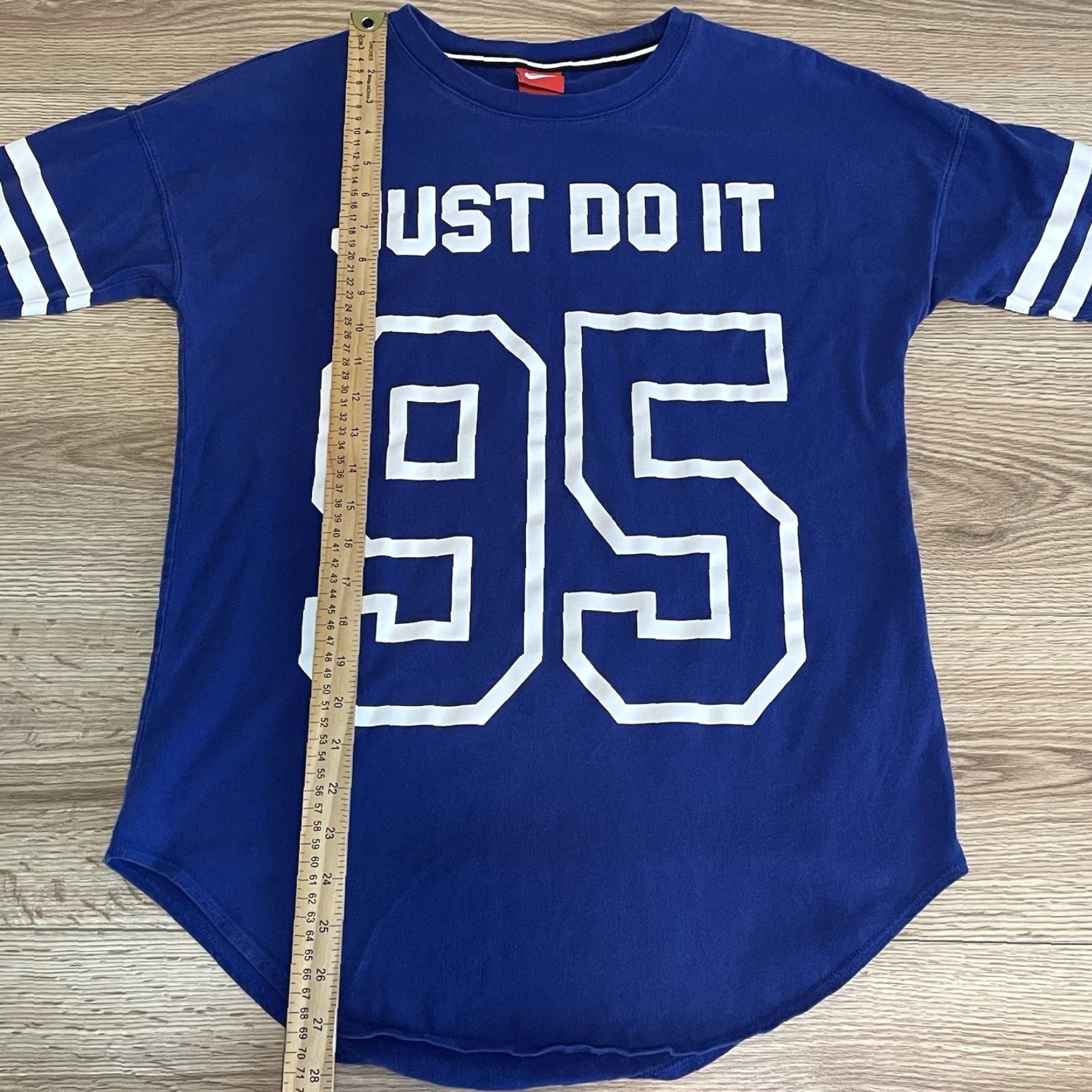 Nike VINTAGE Nike Baseball T-Shirt Women Medium Blue 3/4 Raglan Sleeve Just Do It Activewear Size M / US 6-8 / IT 42-44 - 4 Thumbnail