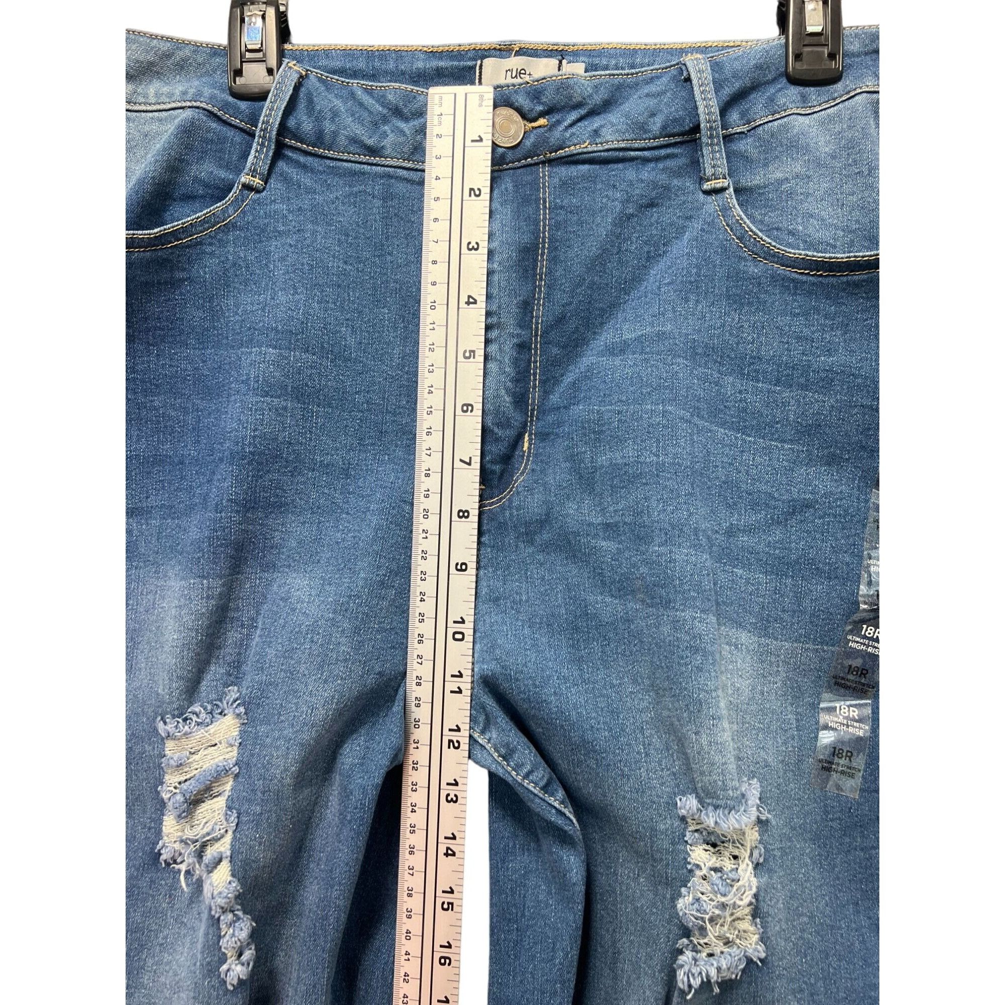 Other Rue + - Women's Ultimate Stretch High-Rise Skinny Jeans Dist Size 40" / US 18 - 5 Thumbnail