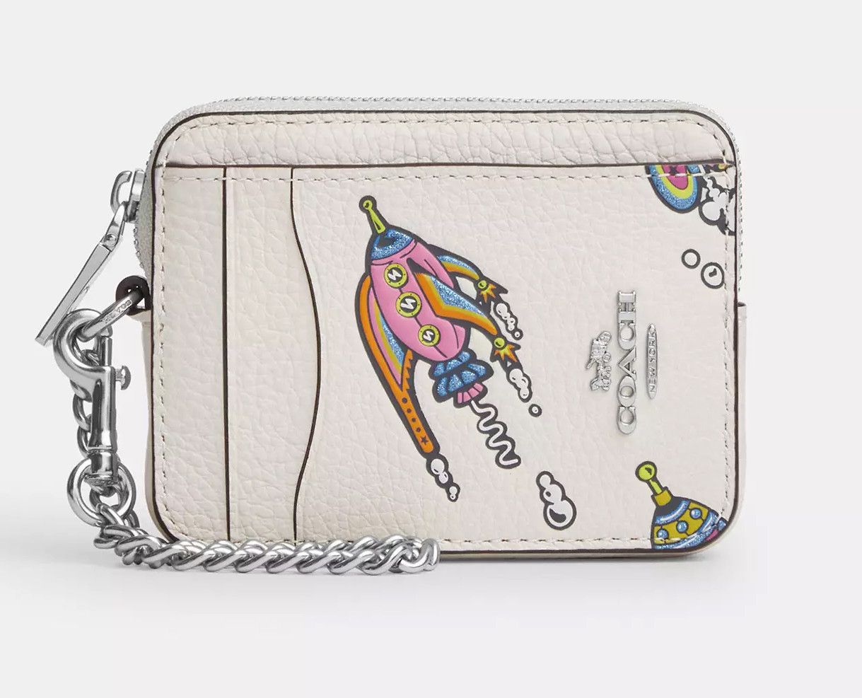 Coach Cosmic Coach Zip Card Case With Rocket Print CW889 Size ONE SIZE - 7 Thumbnail