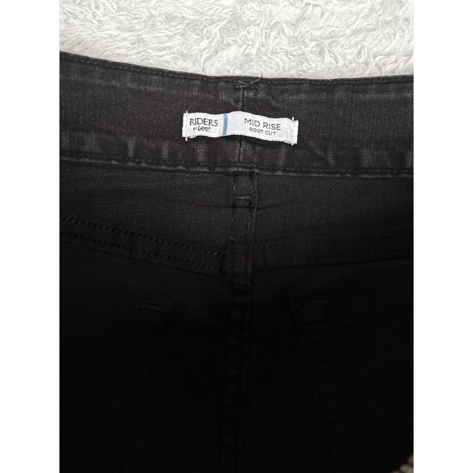 Vintage Riders by Lee Jeans Womens 12 Bootcut Denim Mid Rise Black Charcoal Wash 5-Pocket Studded Stretch Size 34" / US 12 / IT 48 - 6 Thumbnail