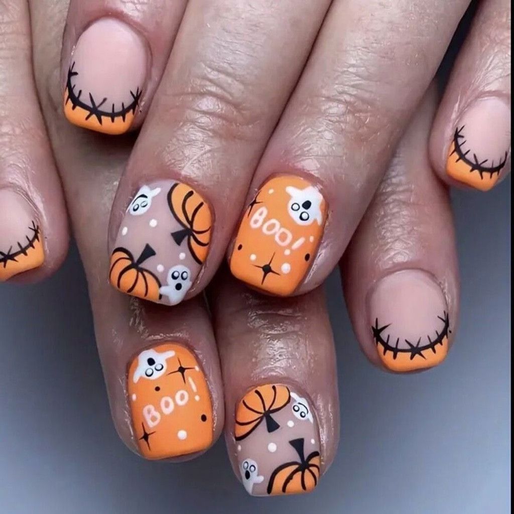 Other New 24pcs Spooky Pumpkin Halloween Nail Set Glossy Size ONE SIZE - 2 Thumbnail