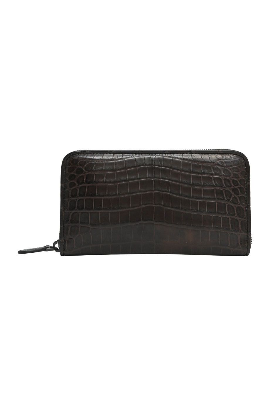 image of Bottega Veneta Brown Crocodile Skin Continental Zip Wallet, Women's
