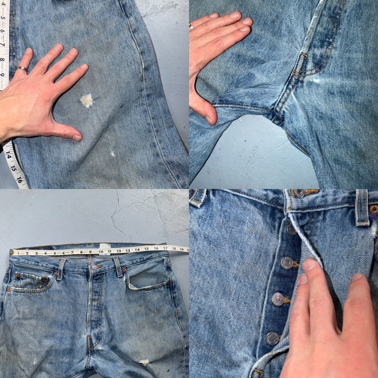 Levi's VINTAGE Levi's 501 Jeans Straight 36x30 Blue Light Wash 90s Mens Denim 5-Pocket Regular Regular Fit Button Closure Size US 36 / EU 52 - 8 Thumbnail