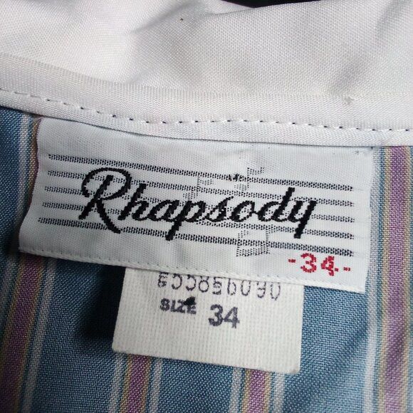 Other Vintage Rhapsody Striped Shirt Polyester Peter Pan Collar Size XXS / US 00 / IT 34 - 3 Thumbnail