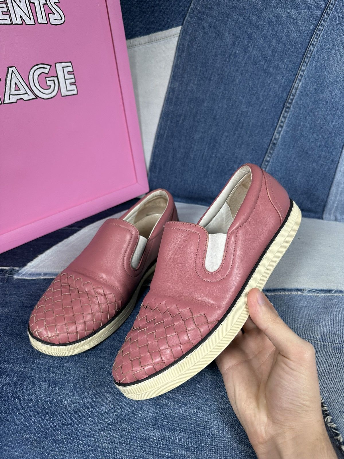 Bottega Veneta Bottega Veneta Intrecciato Slip-On Sneakers Pink Size US 8.5 / IT 38.5 - 11 Thumbnail