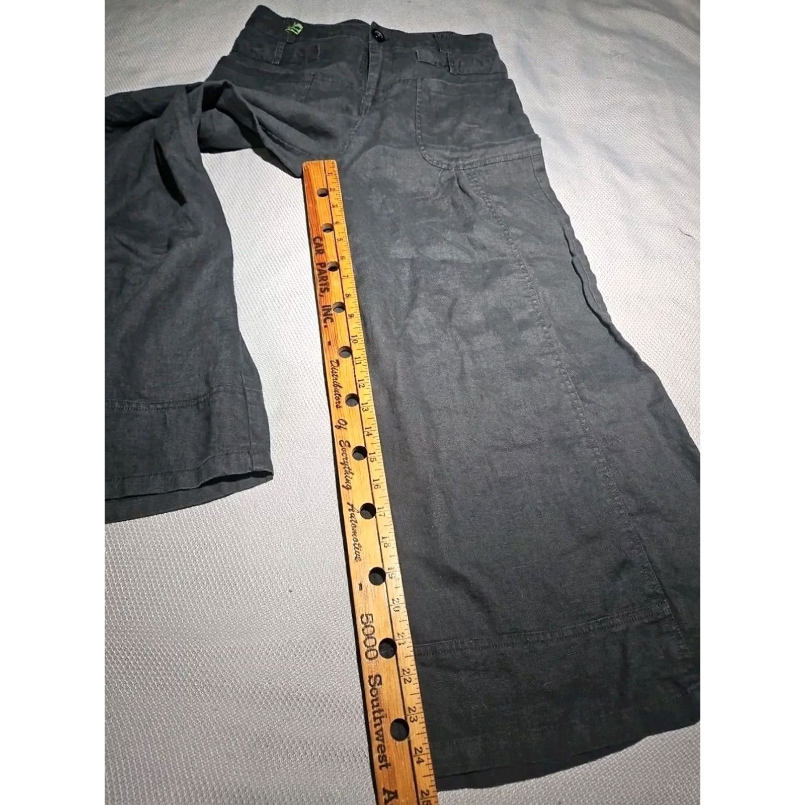 Vintage Key Wear Fashion Pants Womens Small Black 100% Linen Crop Wide Leg Boho Pants Size 28" / US 6 / IT 42 - 7 Thumbnail