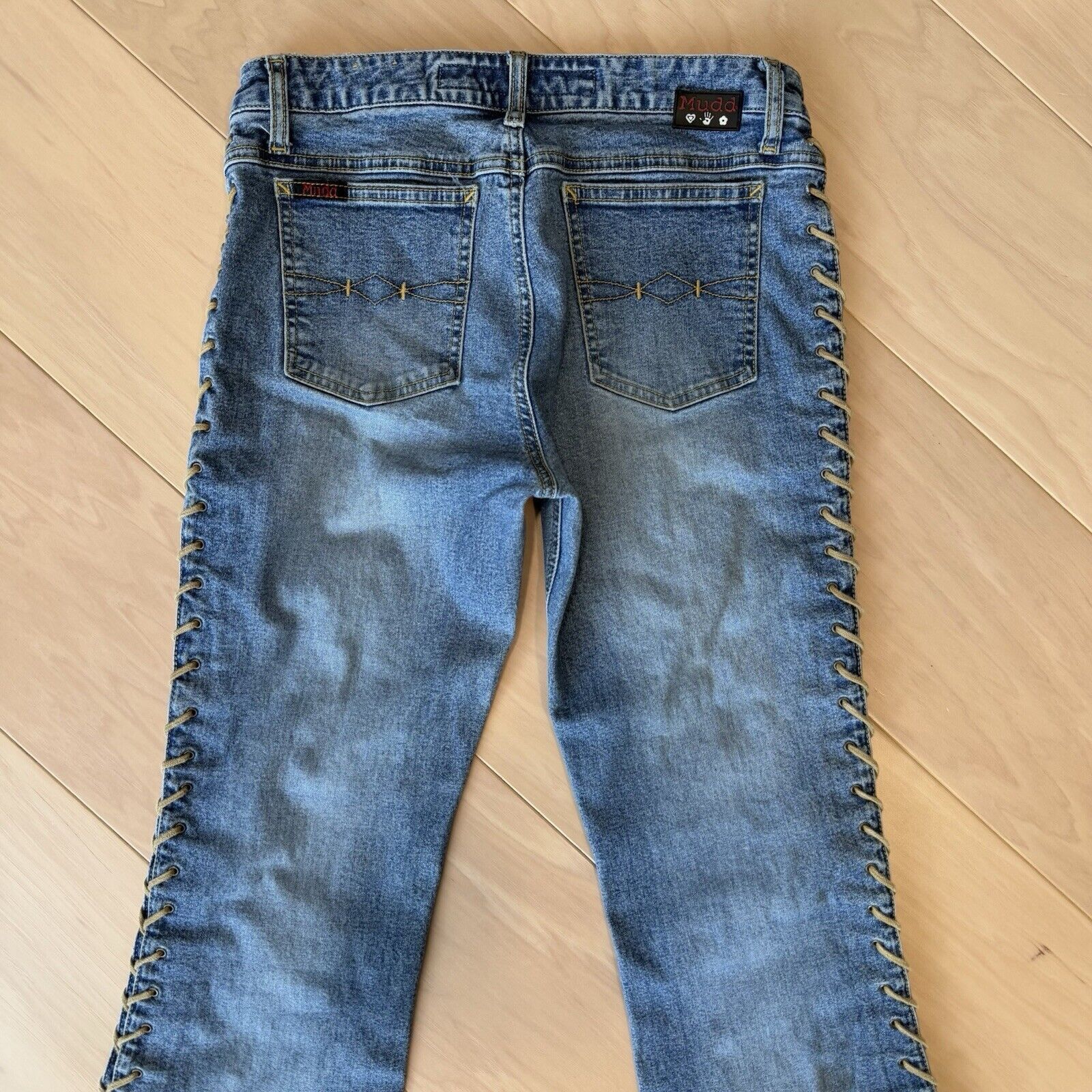 Other Vintage Mudd Yo Flare Jeans Women's 27 Blue Lace Y2K Glam Size 27" / US 4 / IT 40 - 6 Thumbnail