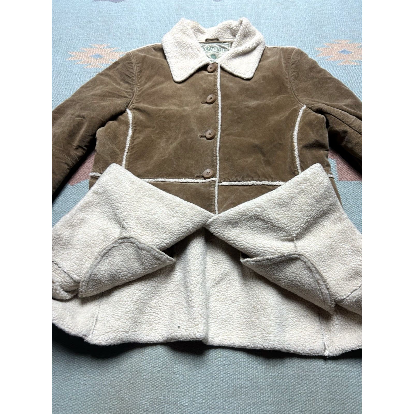 St. John St. John’s Bay Suede Jacket Penny Lane Coat Sherpa Lined Womens Petite Medium Jacket Brown Overcoat Size M / US 6-8 / IT 42-44 - 4 Thumbnail