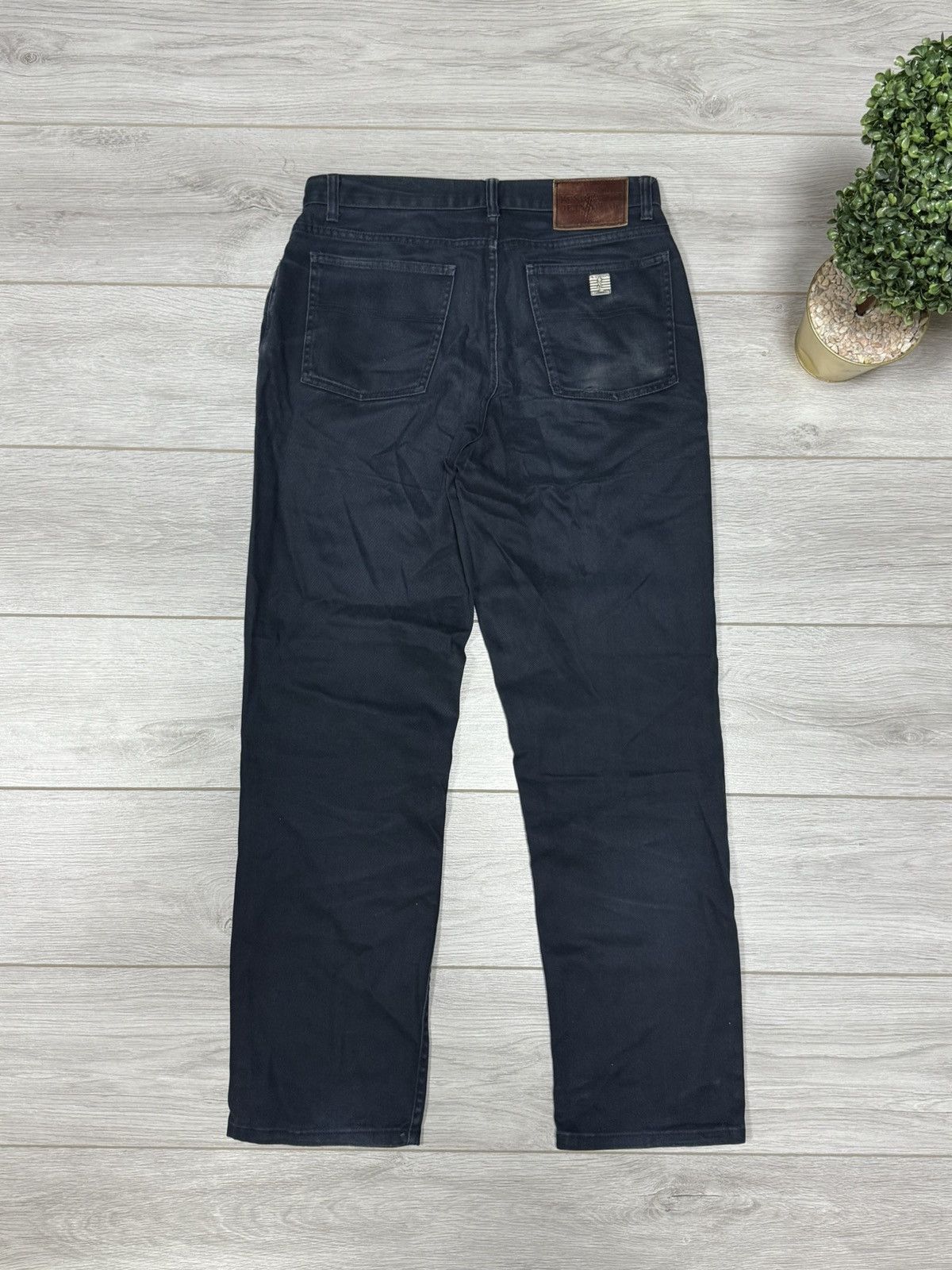 YSL metallic logo pants denim jeans Yves Saint Laurent
