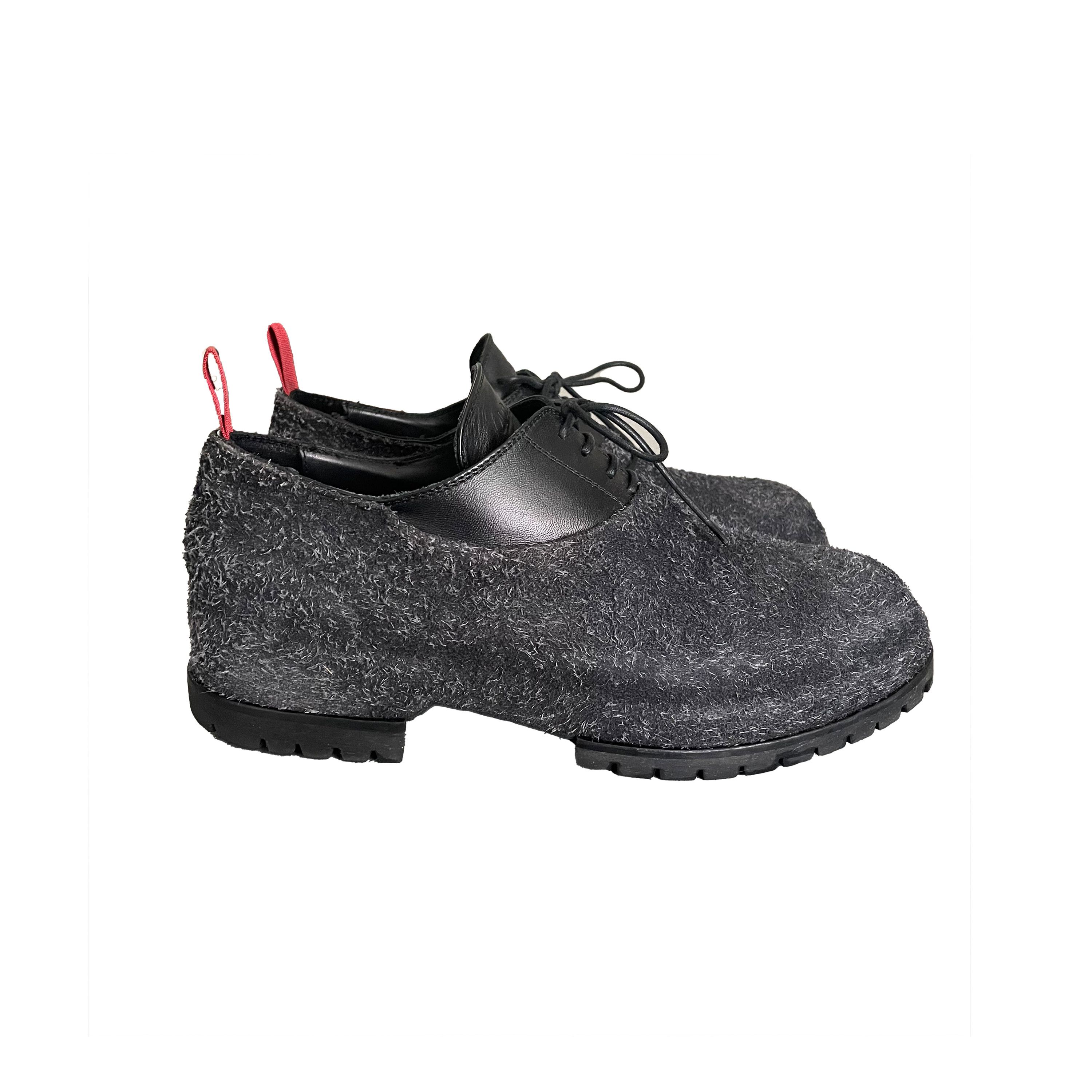 image of 424 On Fairfax x Four Two Four On Fairfax ★ 424, Suede Wrap-Around Derby Boots in Black (Size 12)